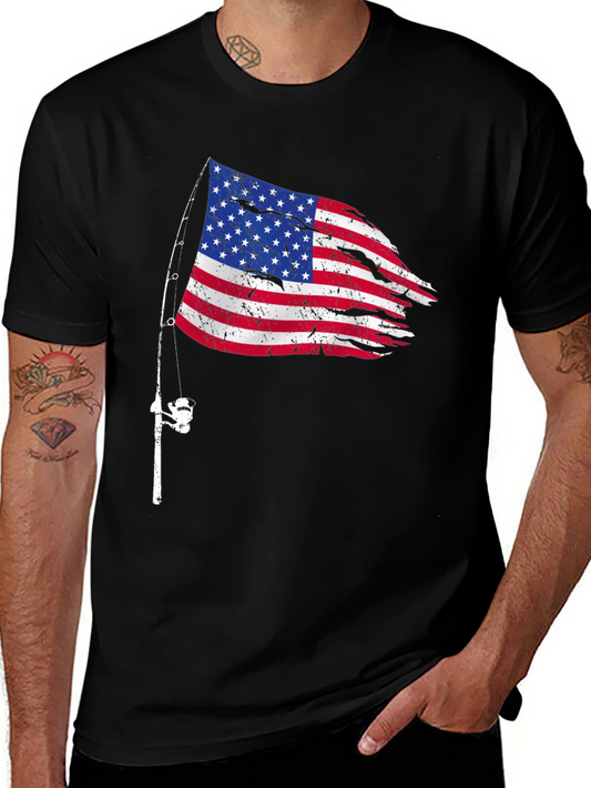 American Flag Fishing Rod T-Shirt