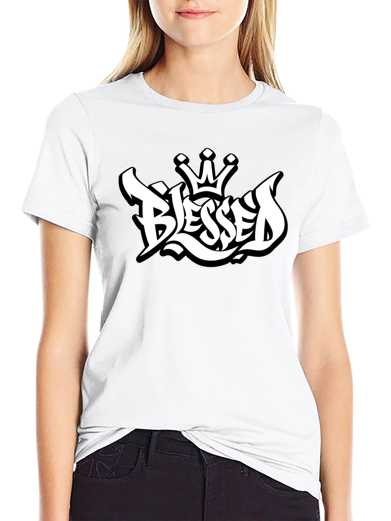 Blessed Crown Graphic Black T-Shirt