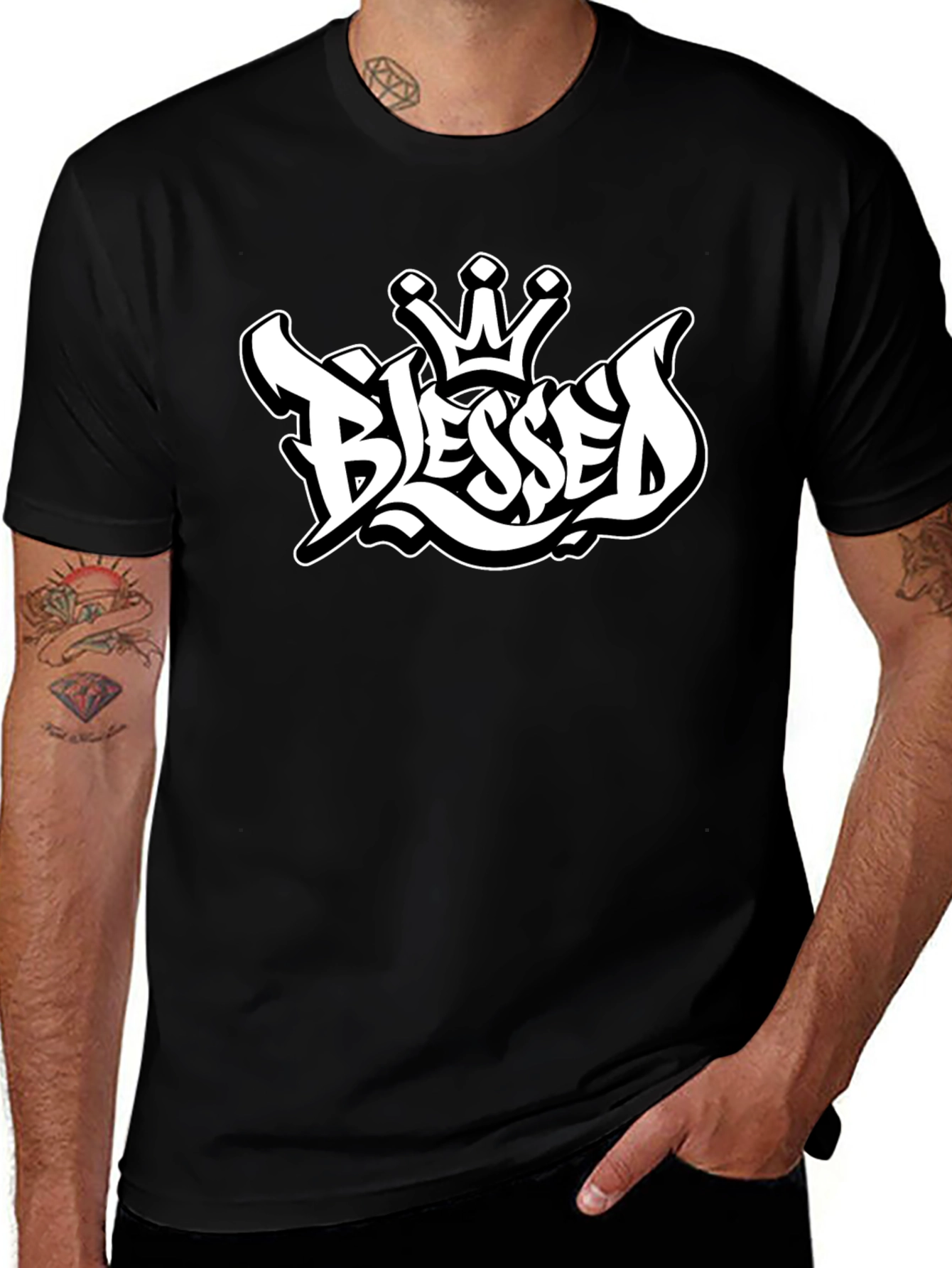 Blessed Crown Graphic Black T-Shirt