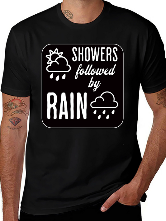 Showers Followed by Rain Graphic Black T-Shirt