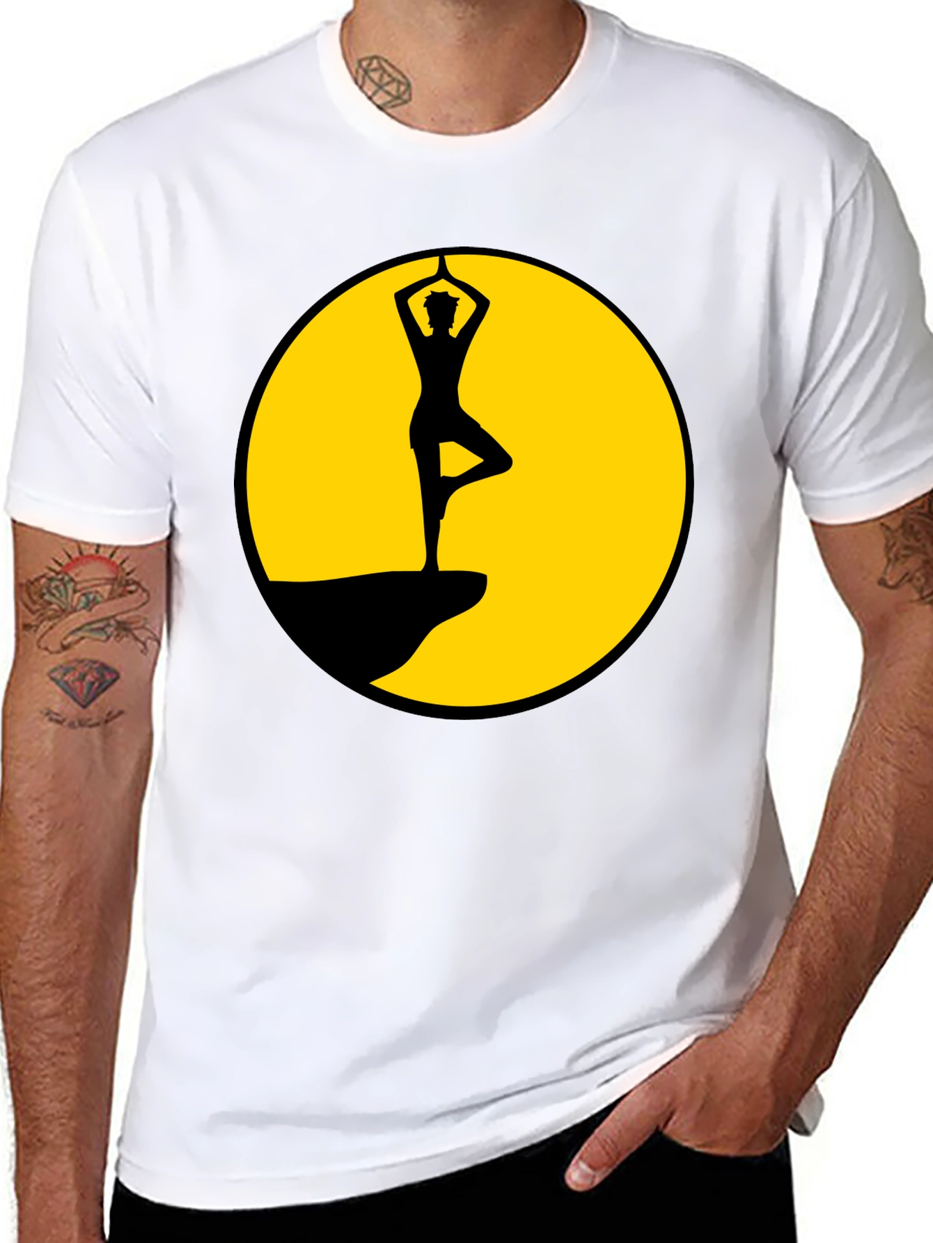 Yoga Tree Pose Black T-Shirt