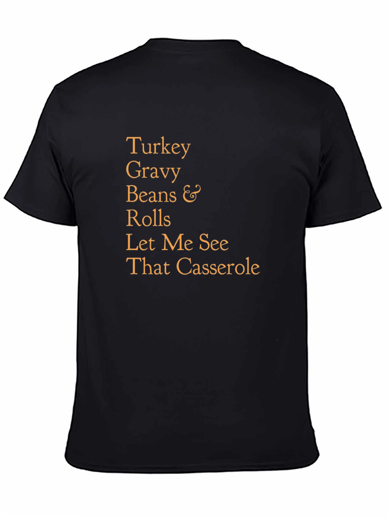 Thanksgiving Food List T-Shirt - Black