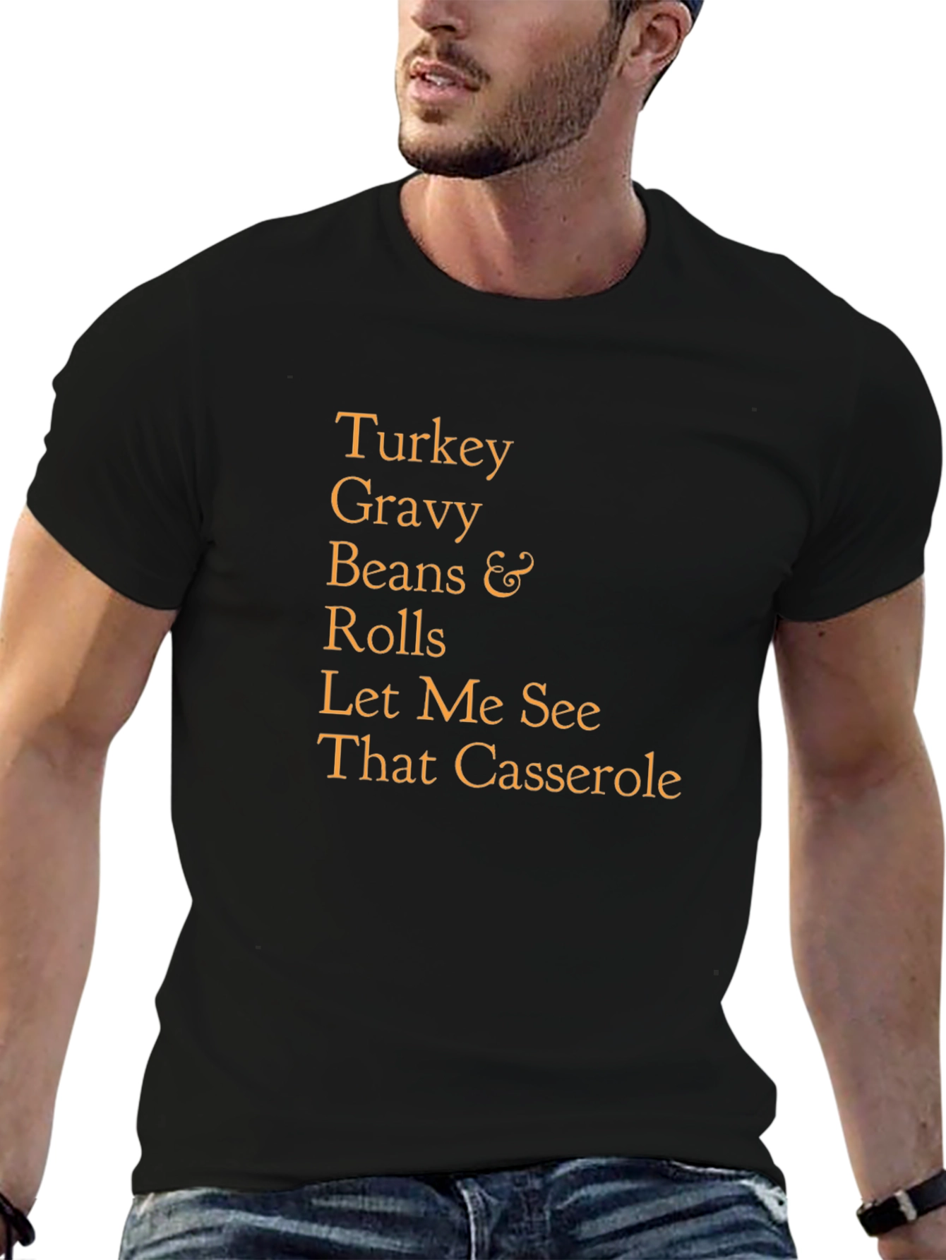Thanksgiving Food List T-Shirt - Black