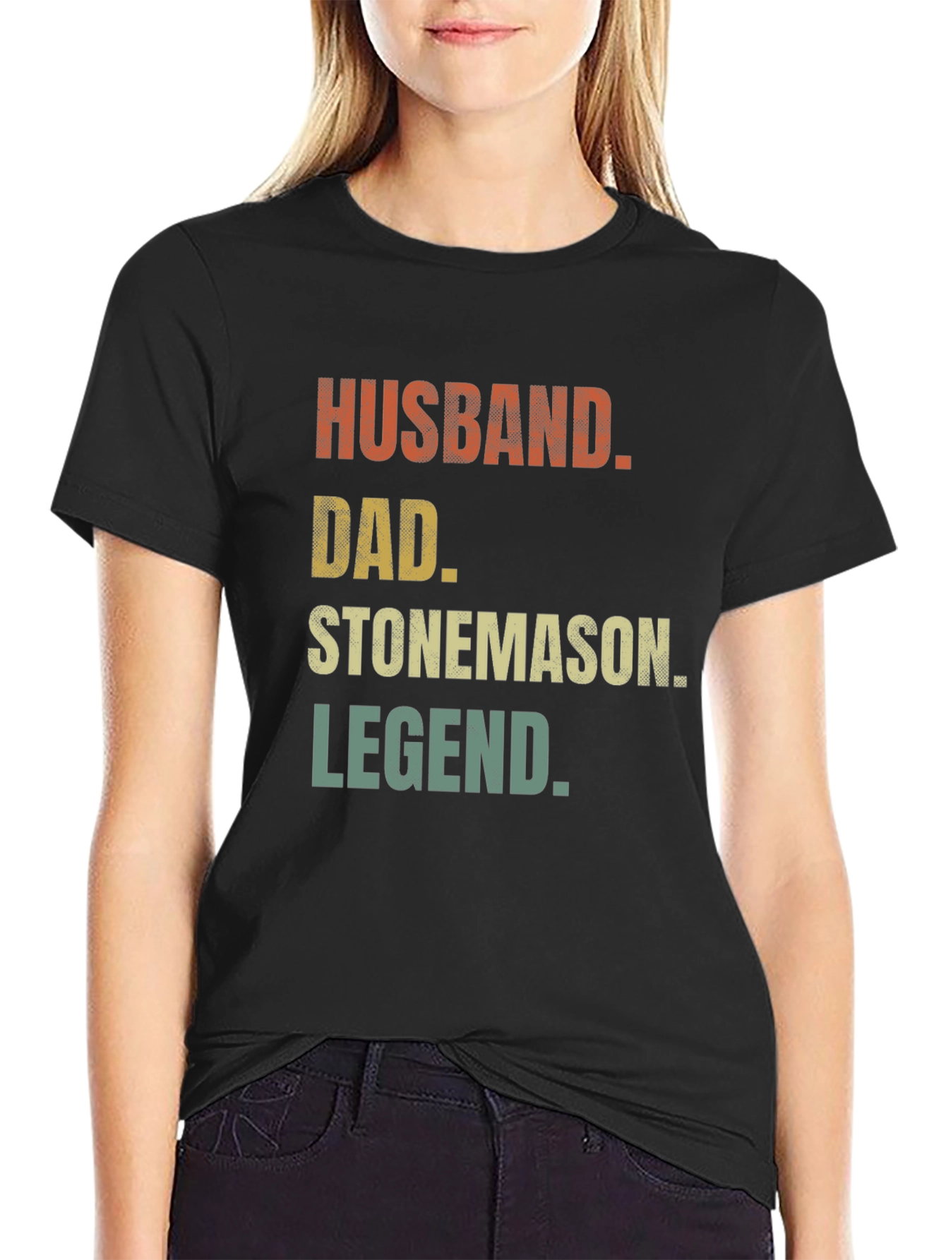 Husband Dad Stonemason Legend Black T-Shirt