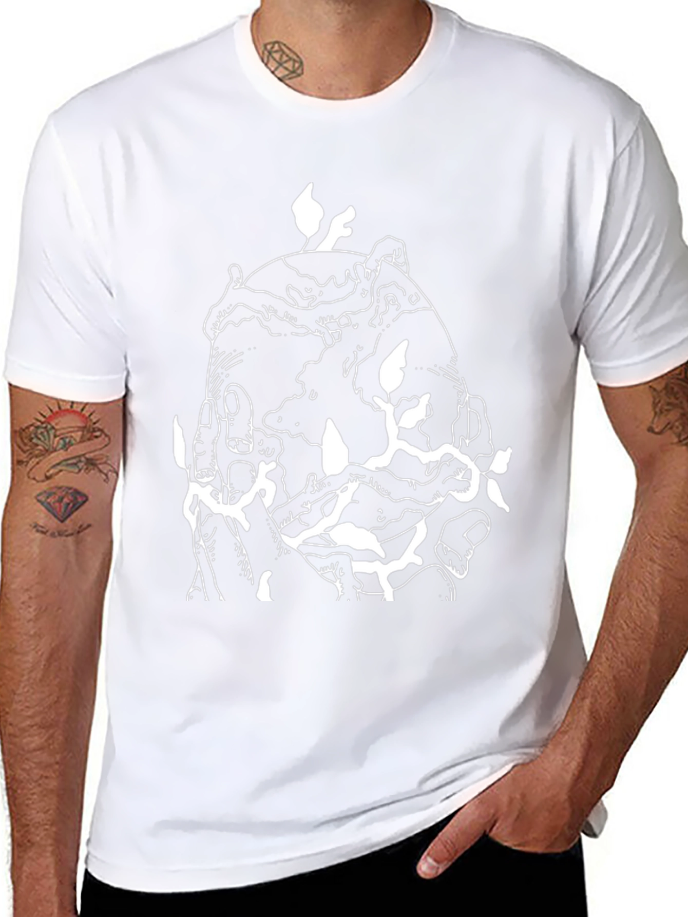 Black Graphic Tee: Earth in Hand Design