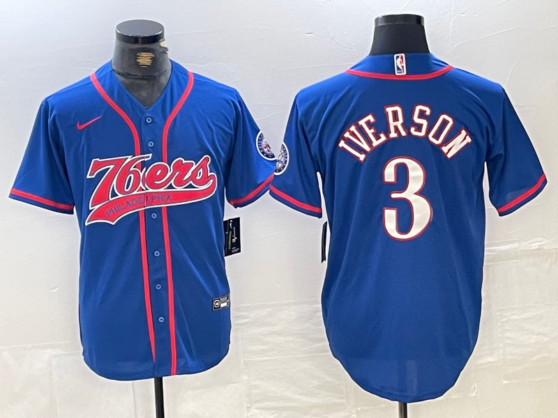 Men's Philadelphia 76ers Allen Iverson #3 Royal Replica Player Jersey