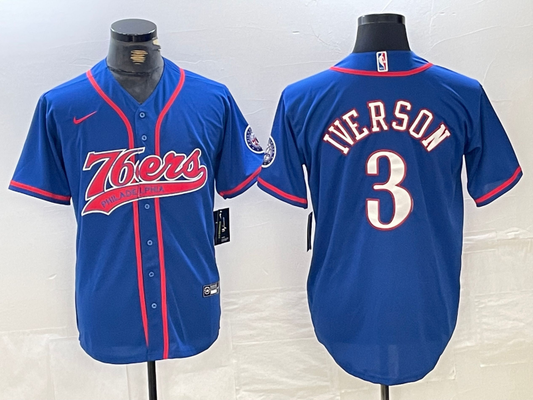 Men's Philadelphia 76ers Allen Iverson #3 Royal Replica Player Jersey