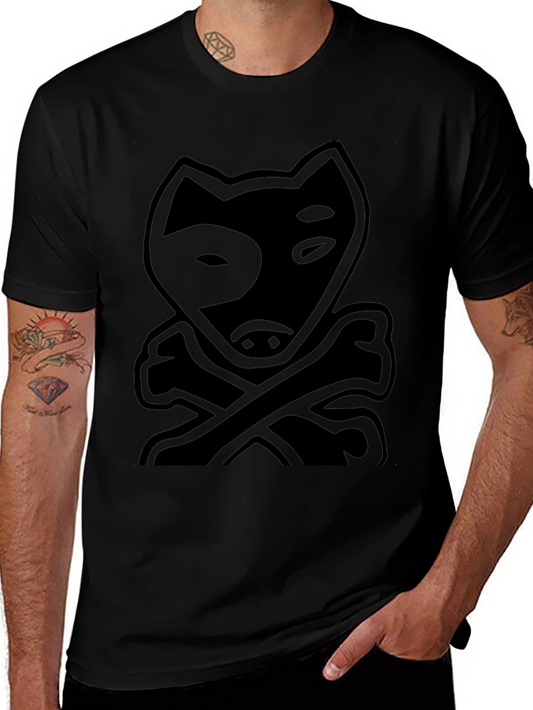 Dog Pirate Tee - Black Cotton Crew Neck T-Shirt