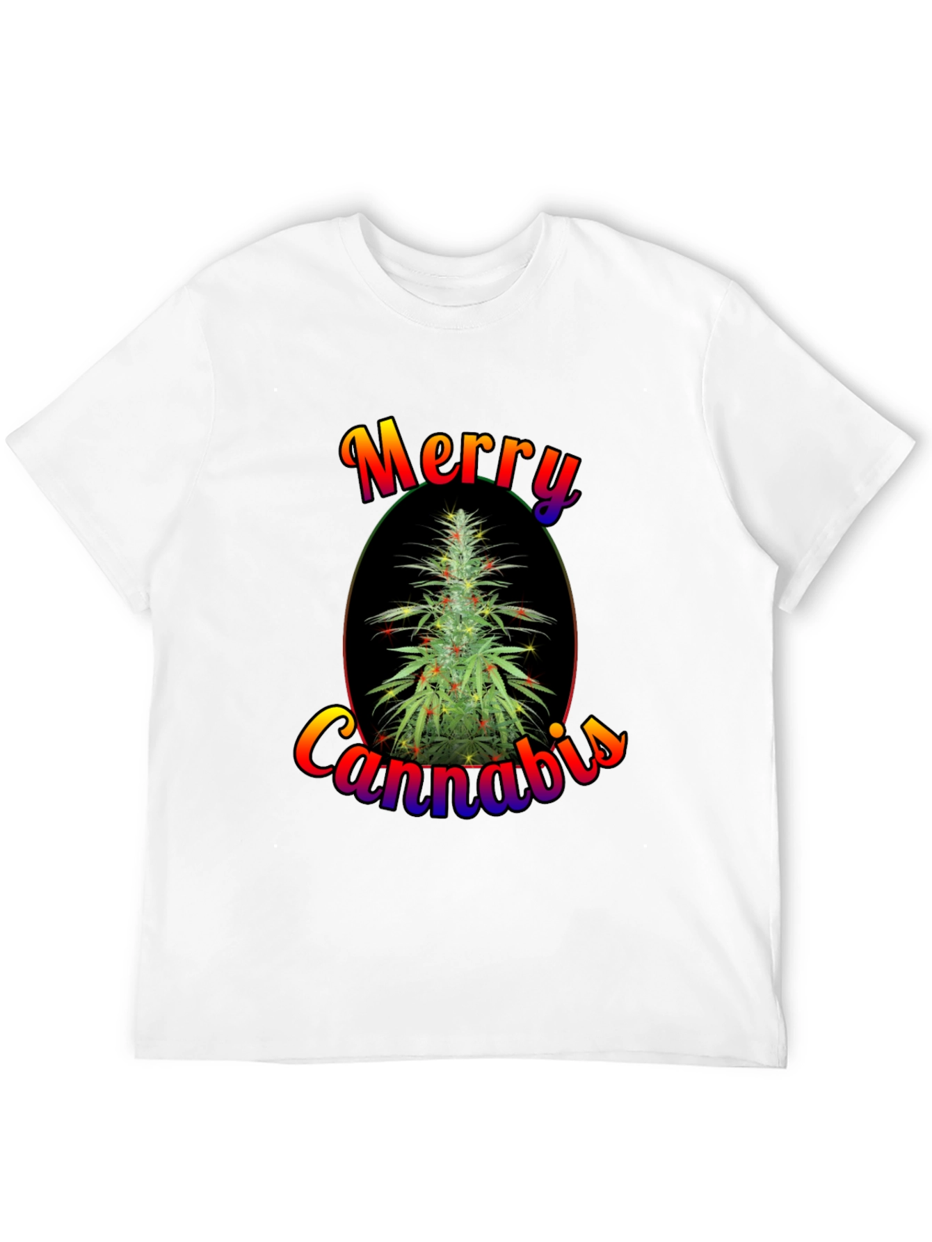 Merry Cannabis Christmas Tree Graphic T-Shirt