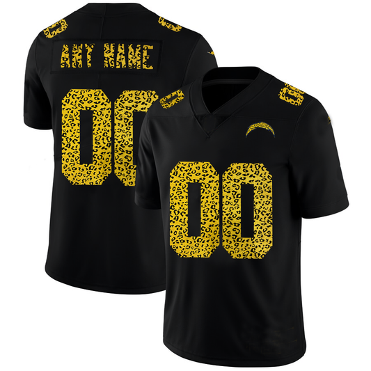 Custom1 Los Angeles Chargers Leopard Print Fashion Vapor Limited Jerseys Black Stitched American Football Jerseys