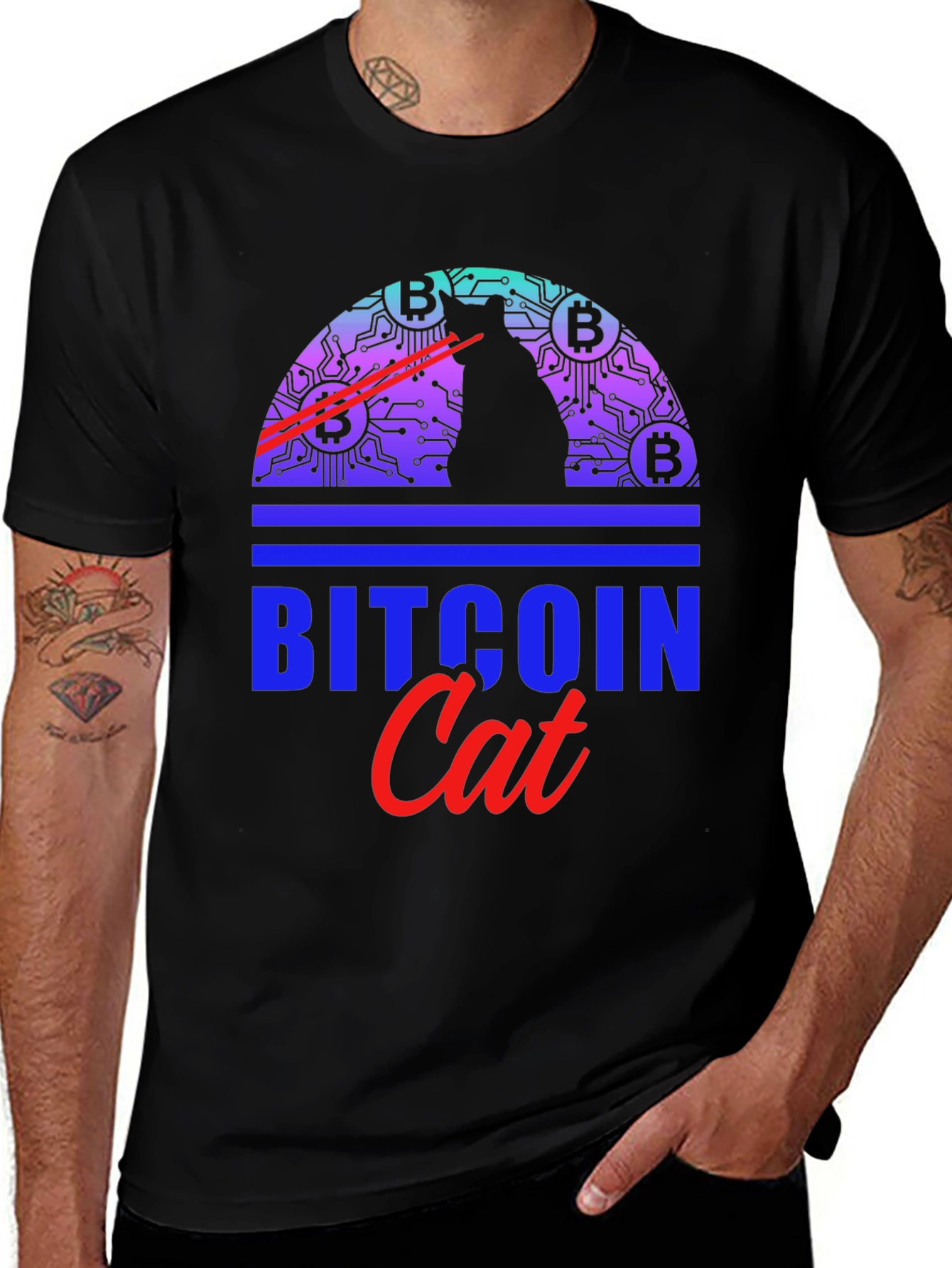 Bitcoin Cat Graphic Tee - Crypto Lover Apparel