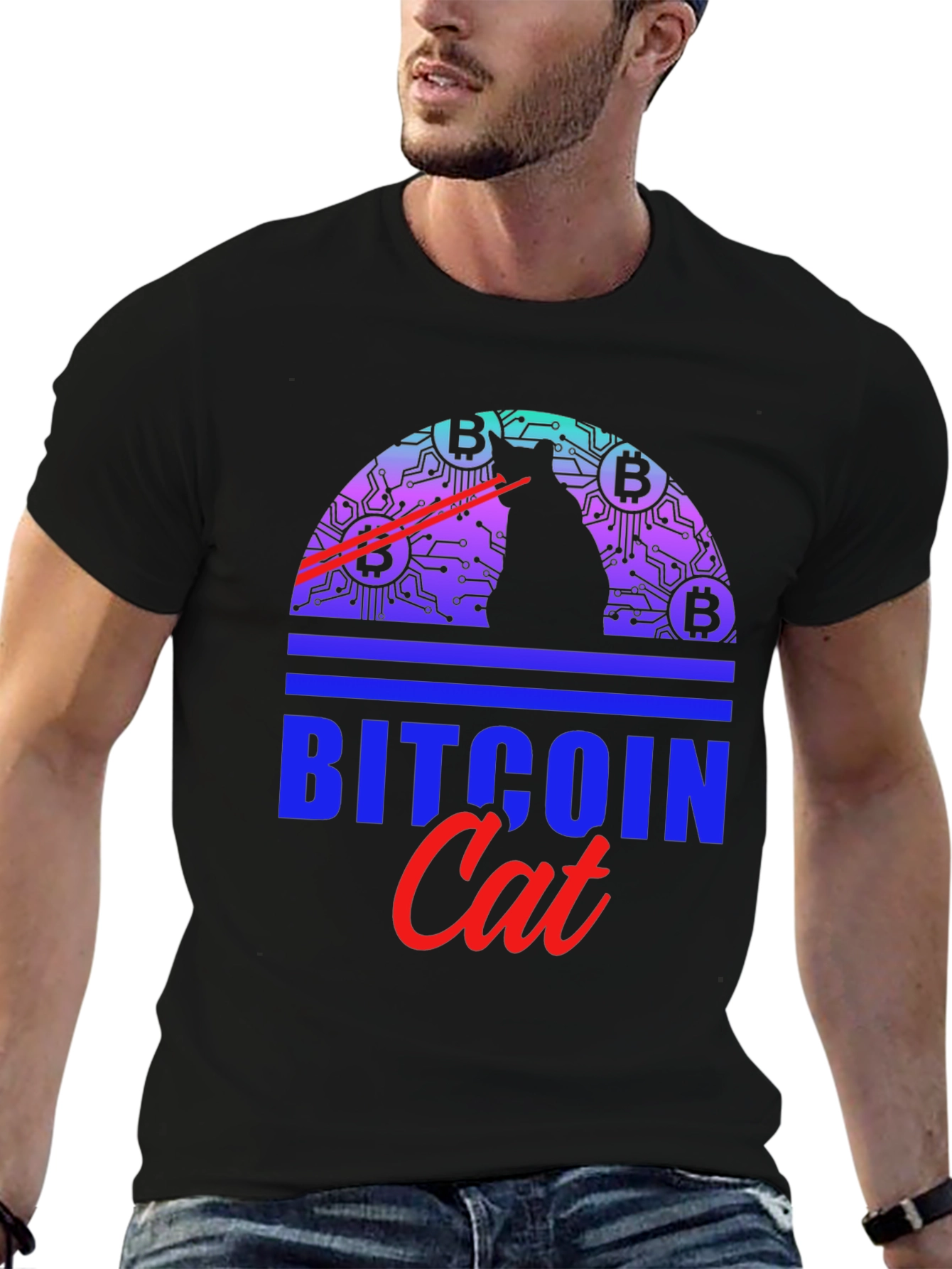 Bitcoin Cat Graphic Tee - Crypto Lover Apparel