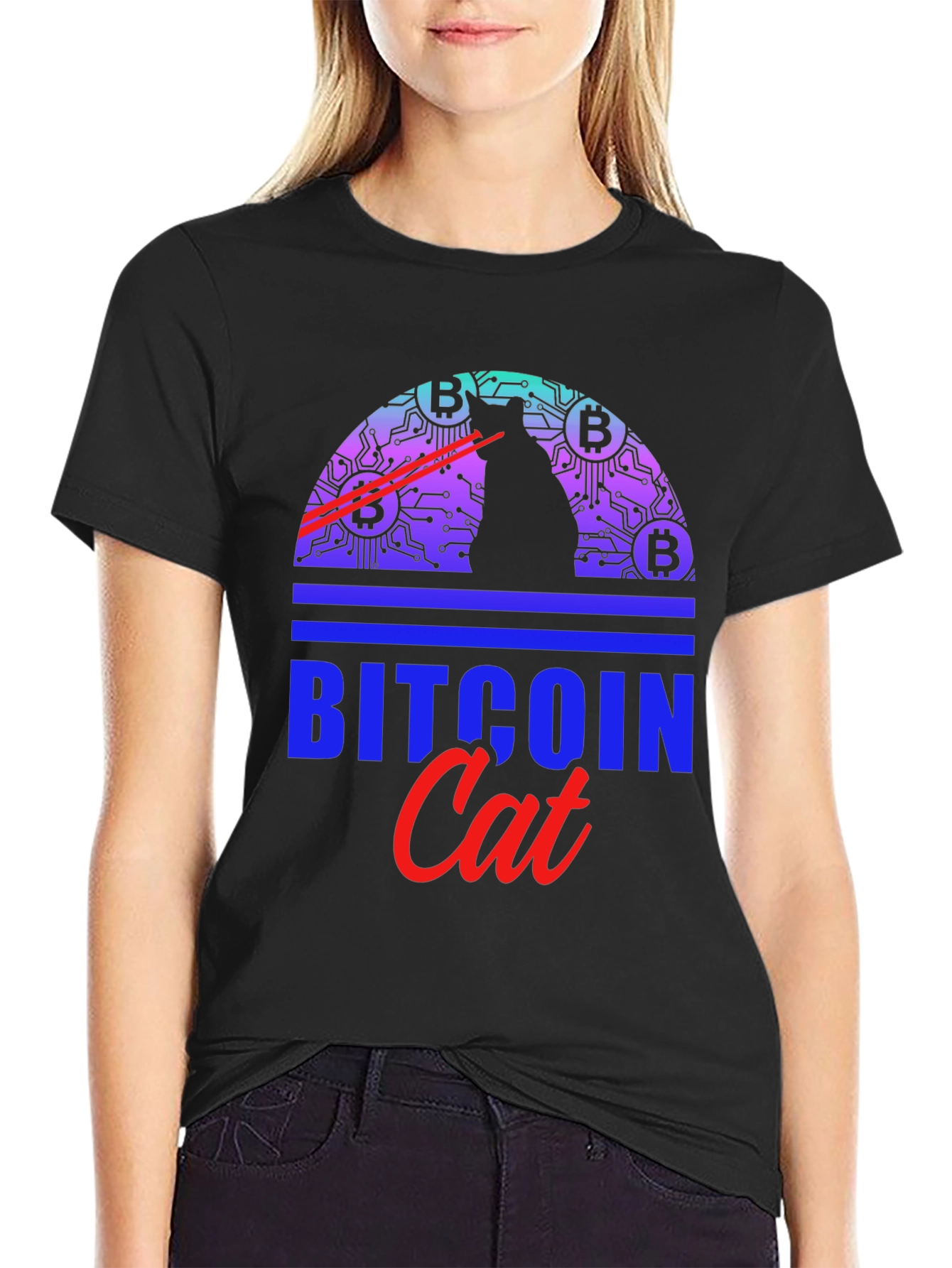 Bitcoin Cat Graphic Tee - Crypto Lover Apparel