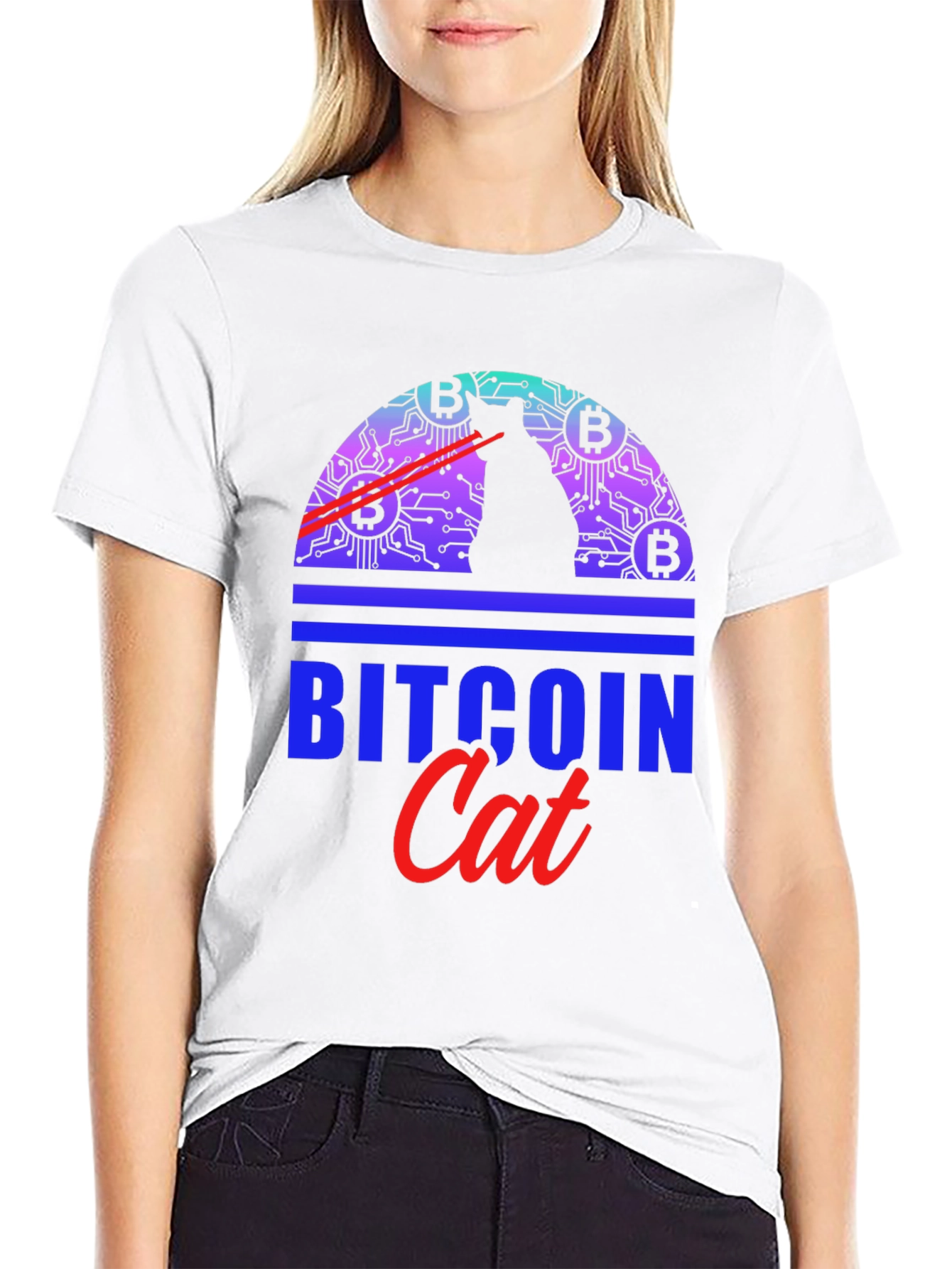 Bitcoin Cat Graphic Tee - Crypto Lover Apparel