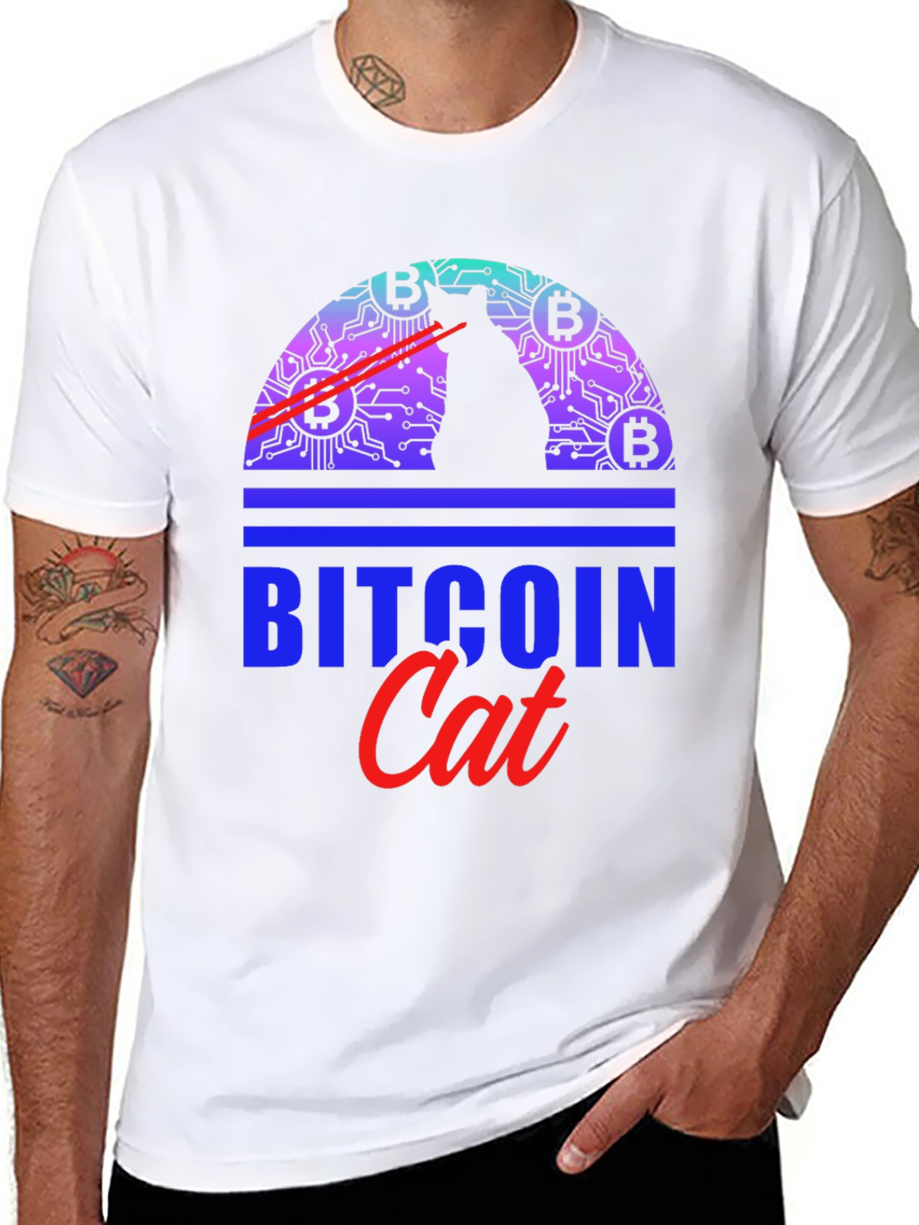 Bitcoin Cat Graphic Tee - Crypto Lover Apparel