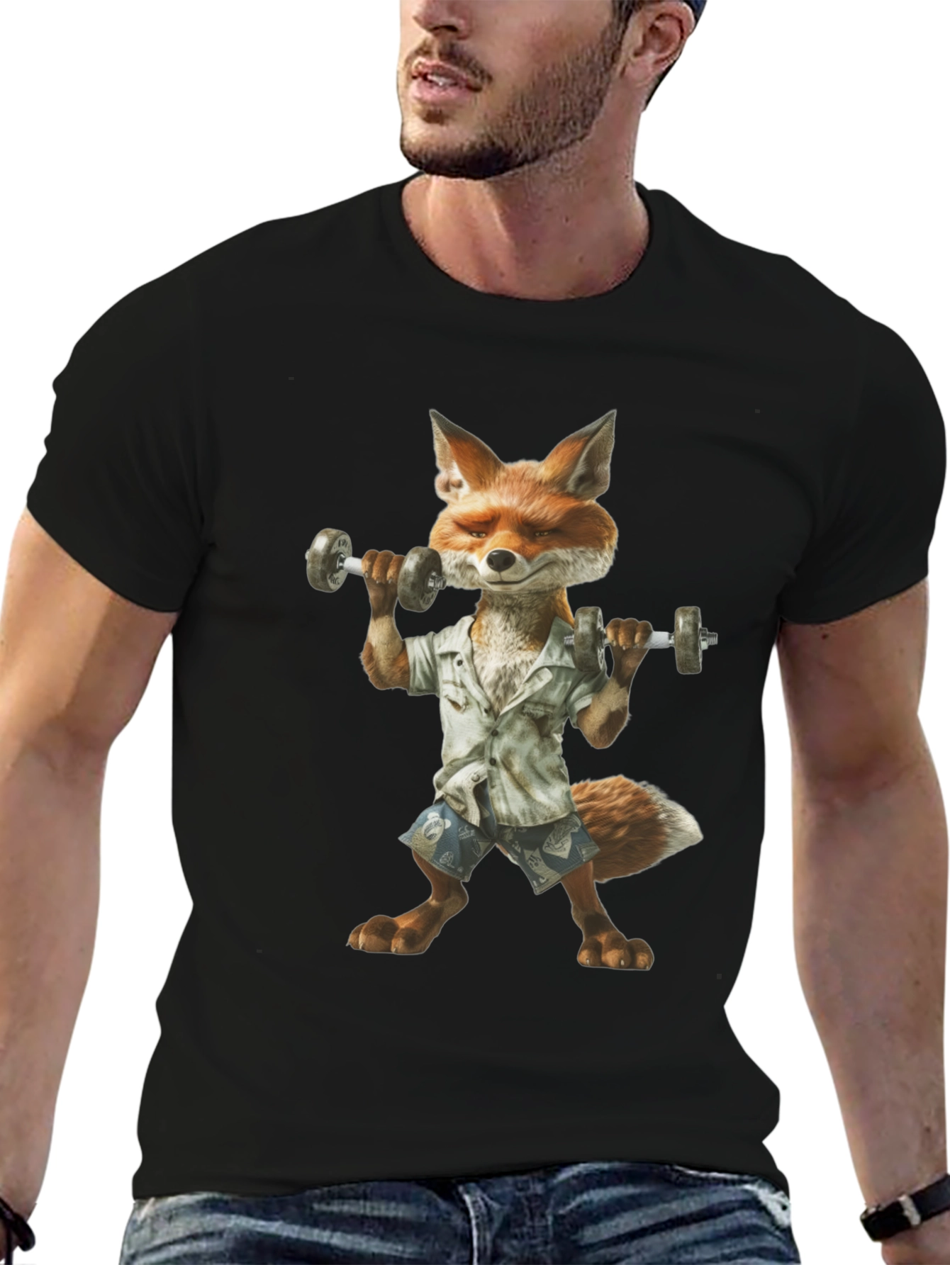 Fox Lifting Weights Graphic T-Shirt