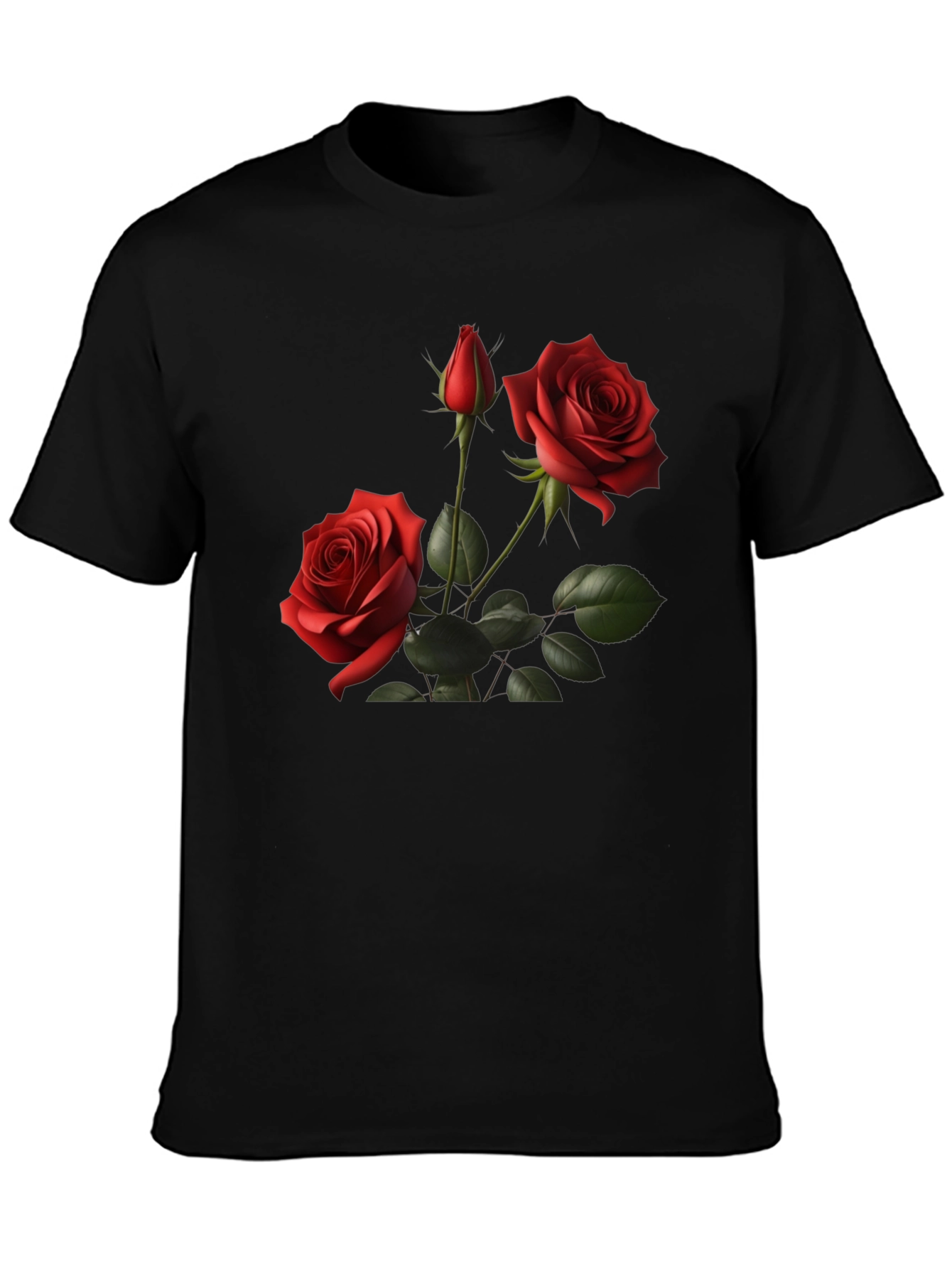 Roses on Black T-Shirt