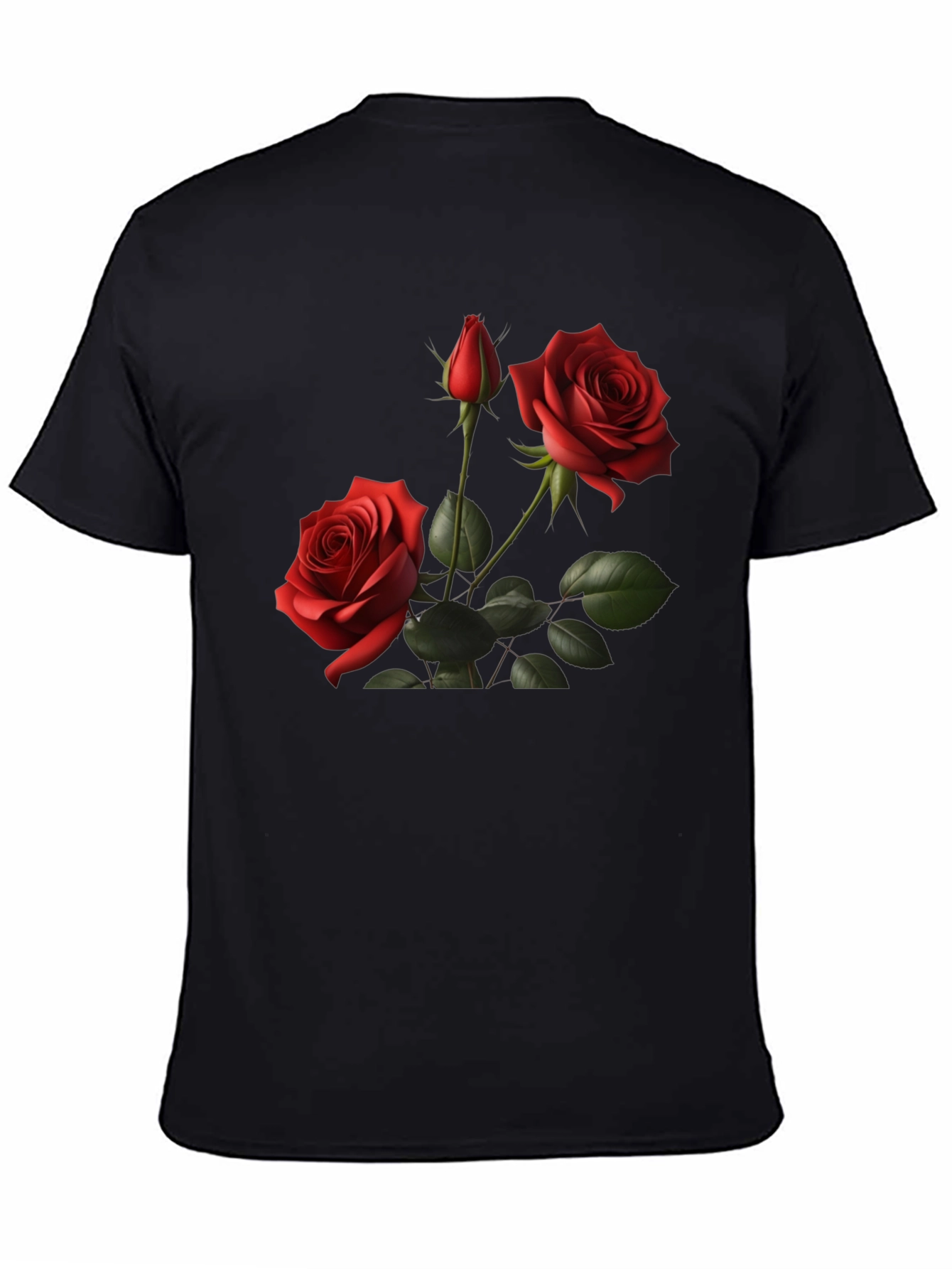 Roses on Black T-Shirt