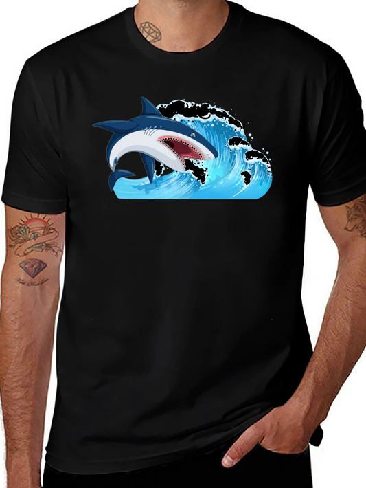 Shark Wave Graphic Print T-Shirt