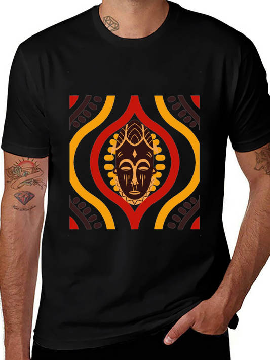 African Mask Graphic Black T-Shirt
