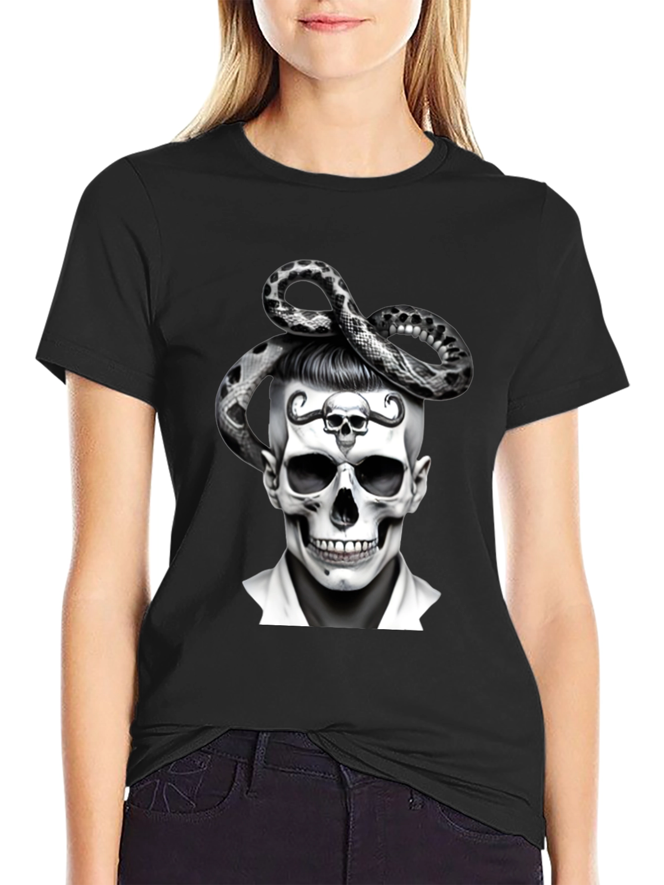 Skull & Snake Graphic Tee - Edgy Style