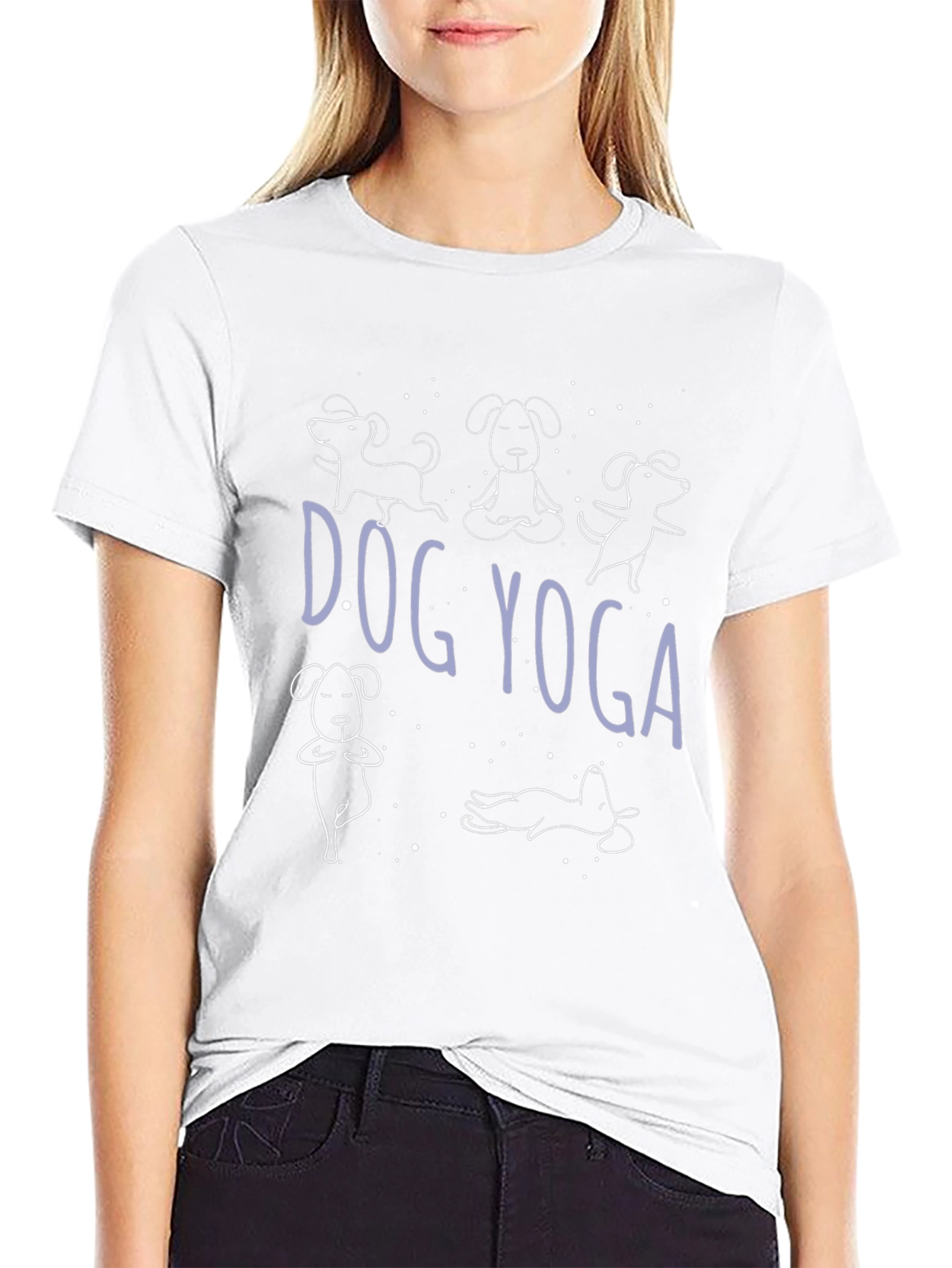 Dog Yoga Graphic Tee - Black Casual T-Shirt