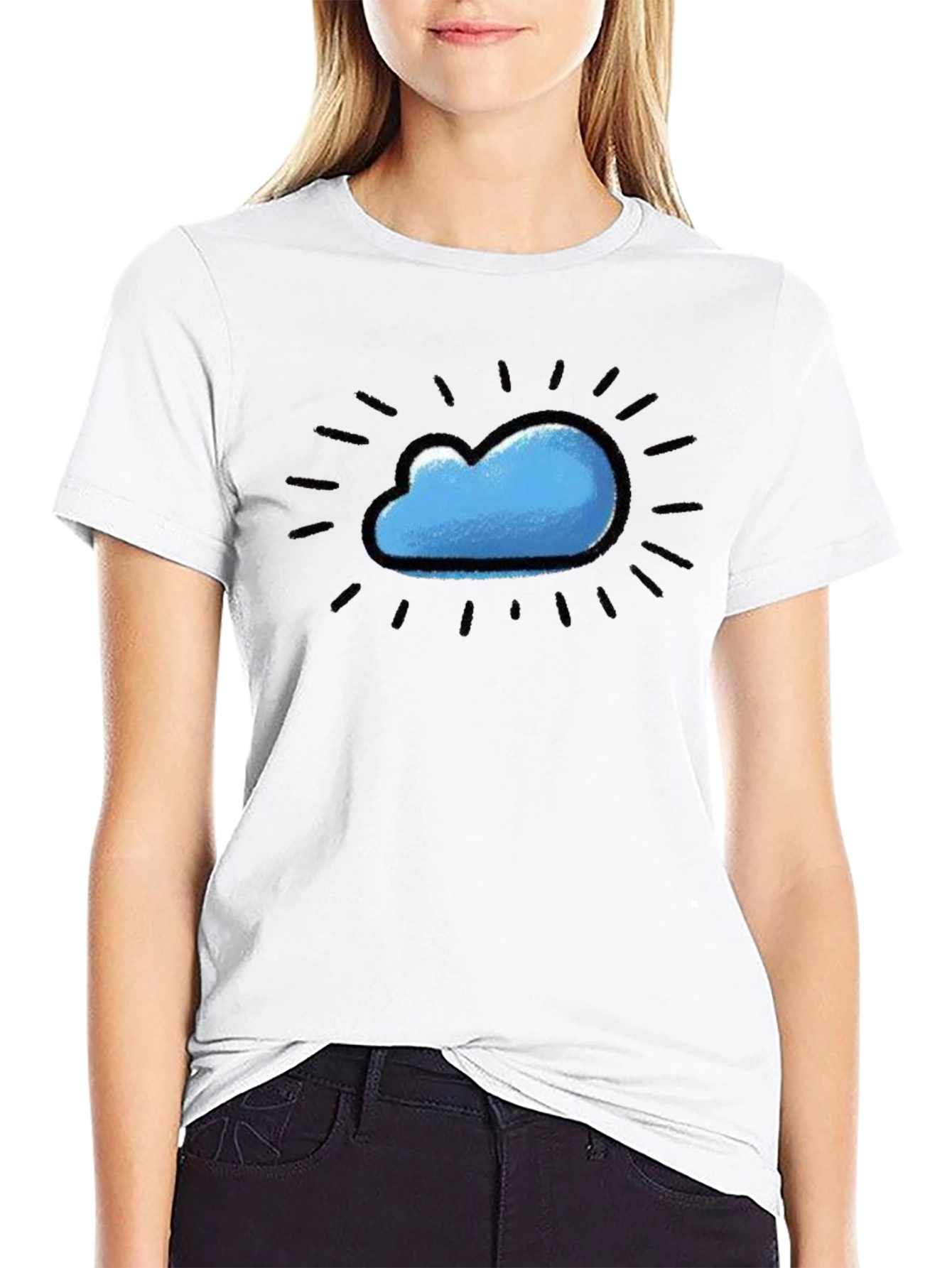 Cloud Design Black T-Shirt