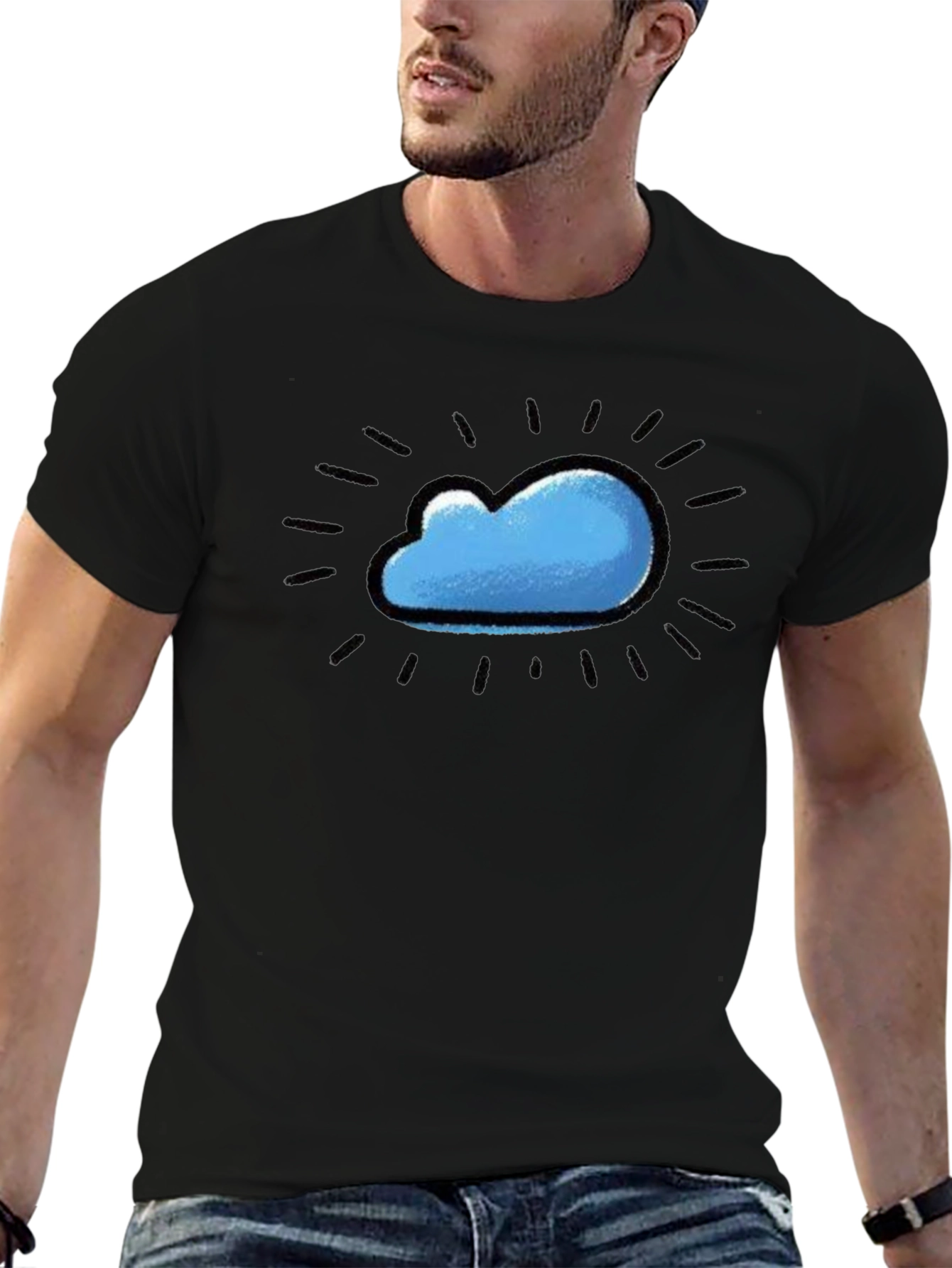 Cloud Design Black T-Shirt
