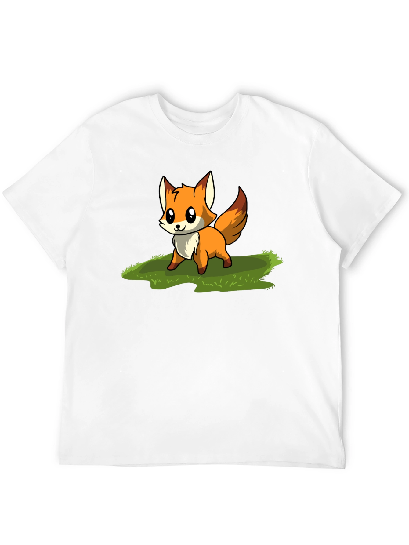 Cute Fox Cartoon Graphic T-Shirt - Black