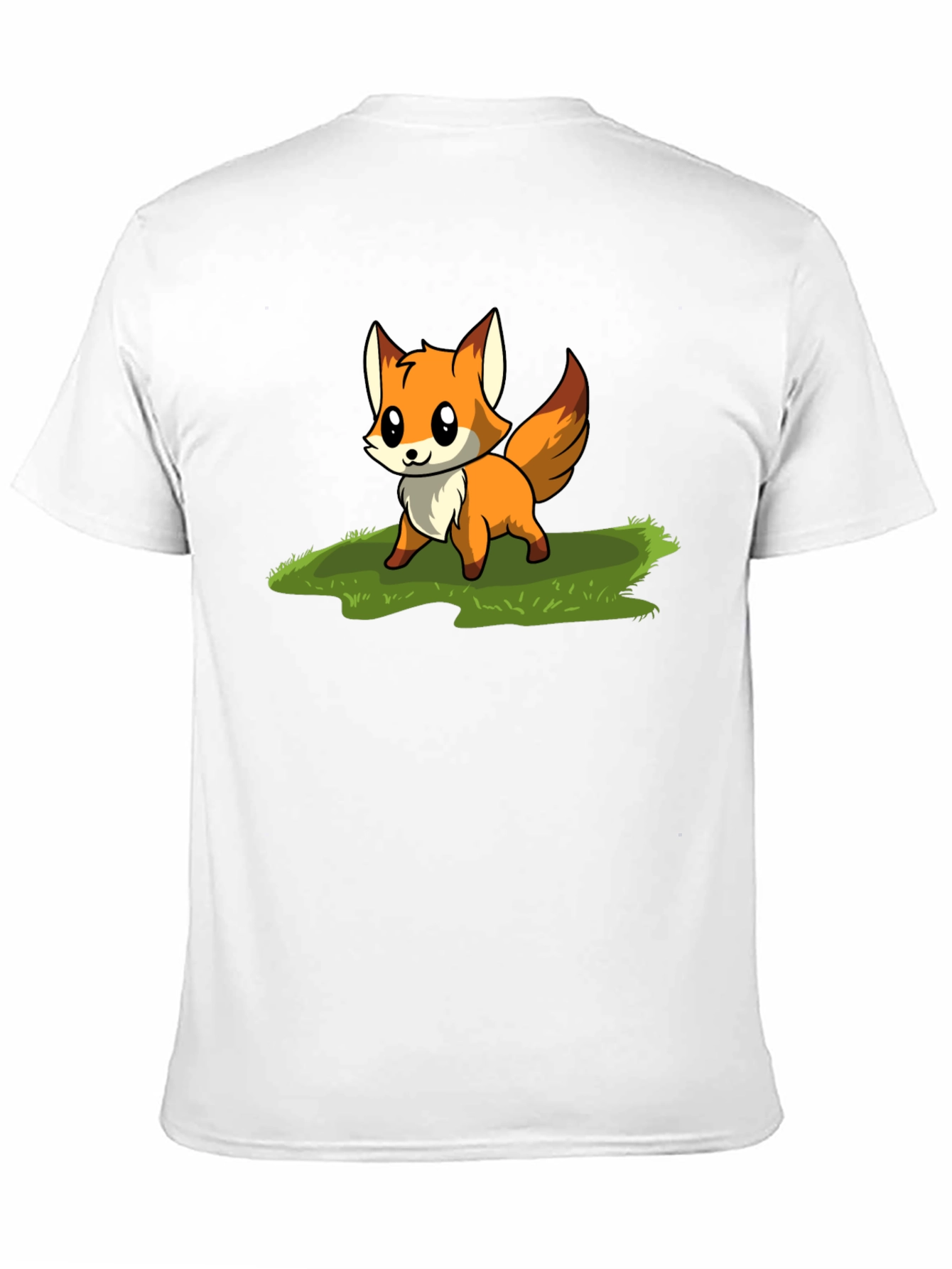 Cute Fox Cartoon Graphic T-Shirt - Black