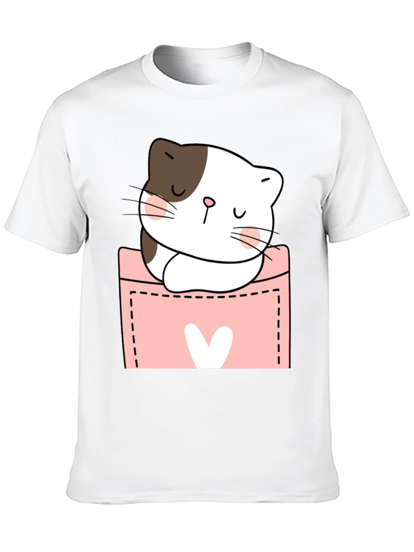 Cute Cat Pocket T-Shirt - Kawaii Kitten Tee