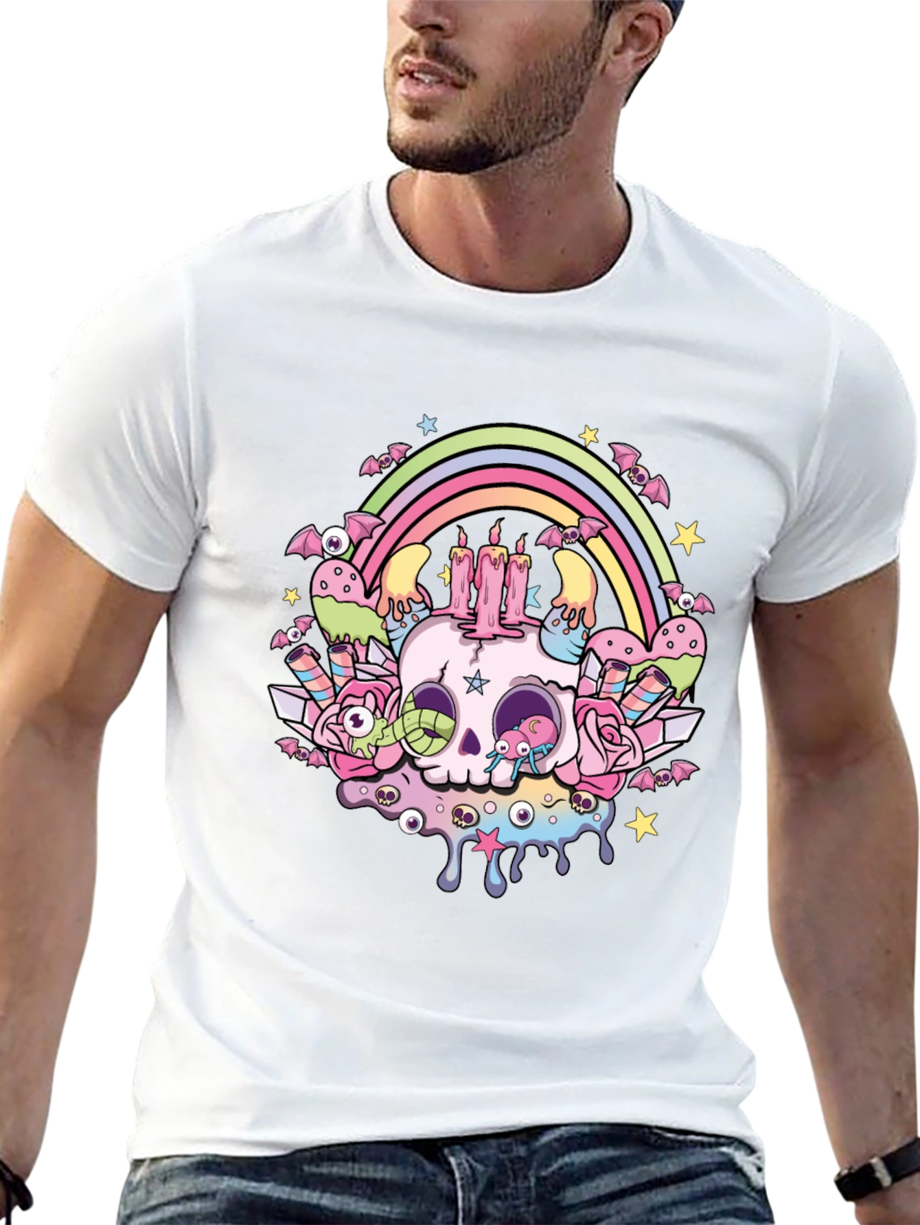 Pastel Goth Skull Rainbow T-Shirt