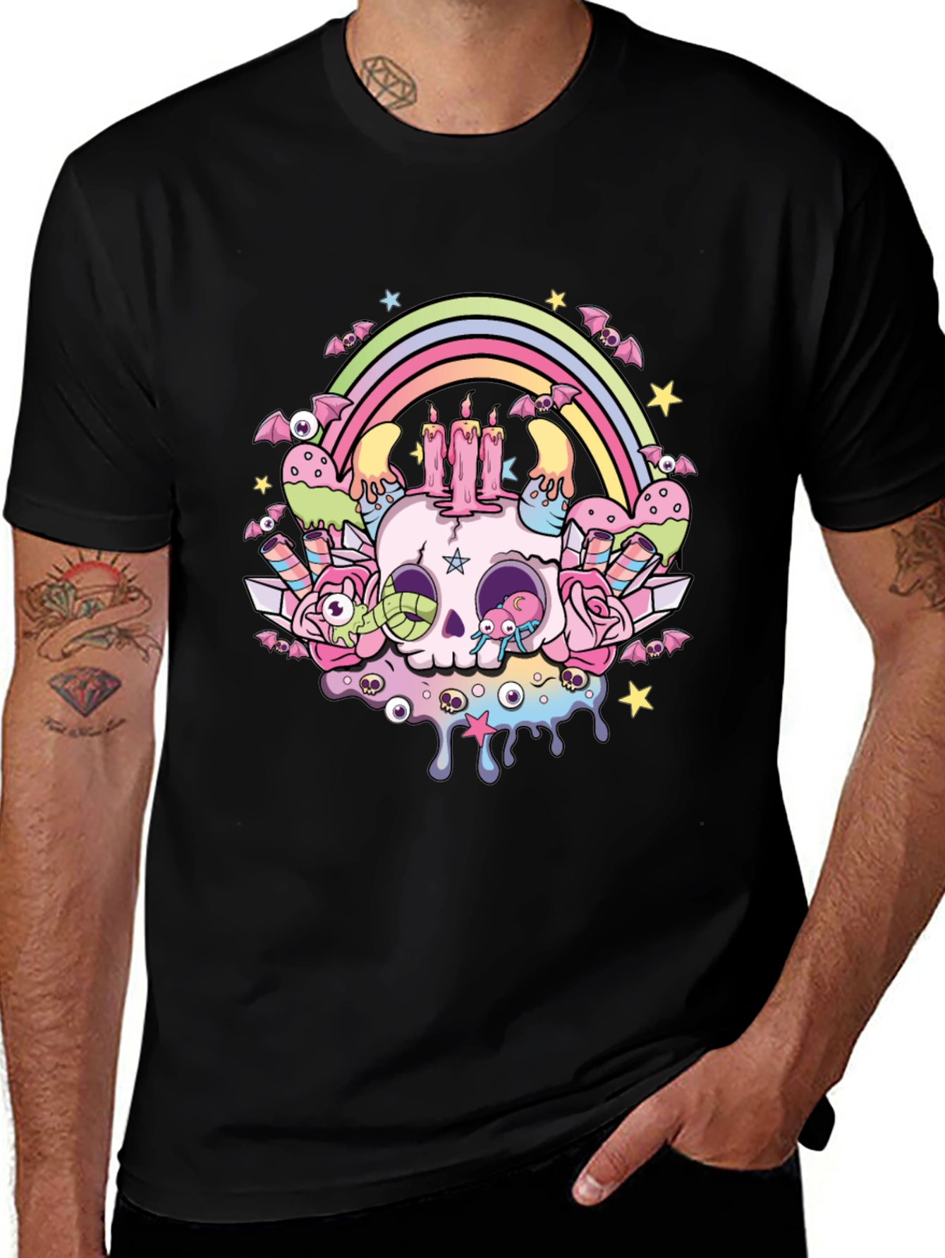 Pastel Goth Skull Rainbow T-Shirt