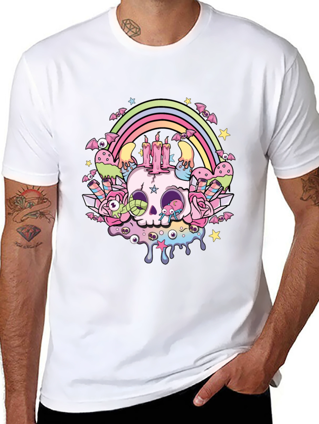 Pastel Goth Skull Rainbow T-Shirt