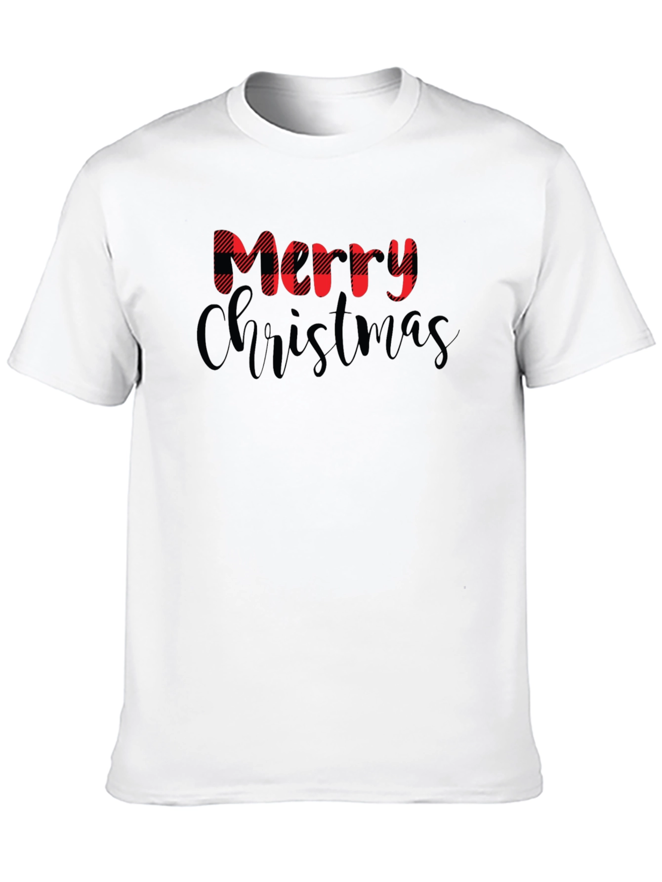 Merry Christmas Plaid Graphic T-Shirt