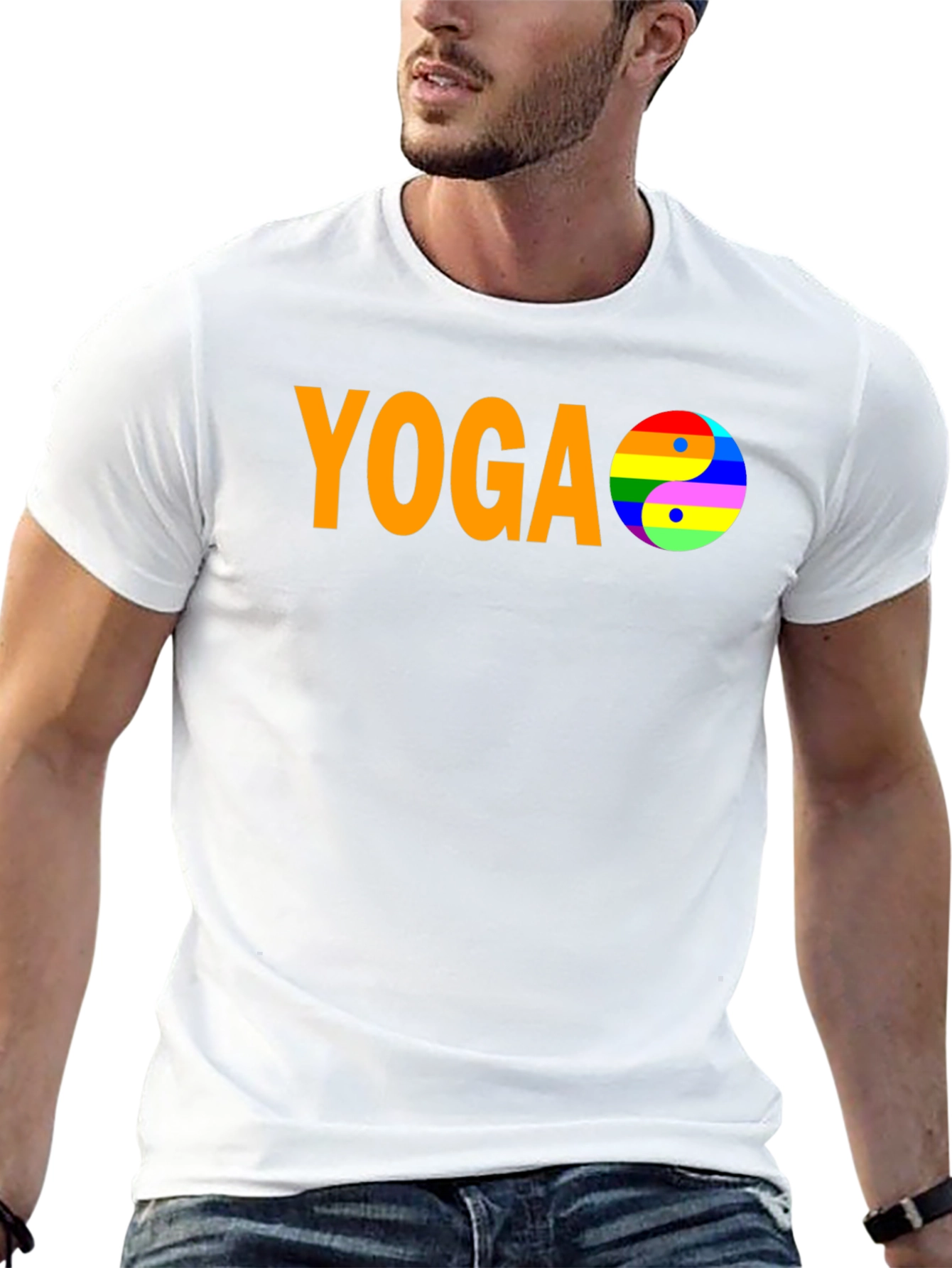 Yoga Yin Yang Rainbow Pride Graphic T-Shirt