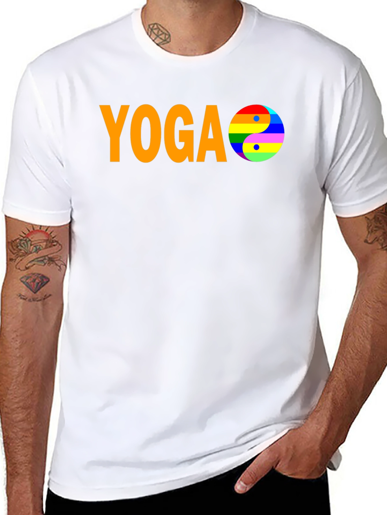 Yoga Yin Yang Rainbow Pride Graphic T-Shirt