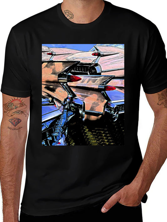 Retro Car Tailfins Graphic Tee - Vintage Style