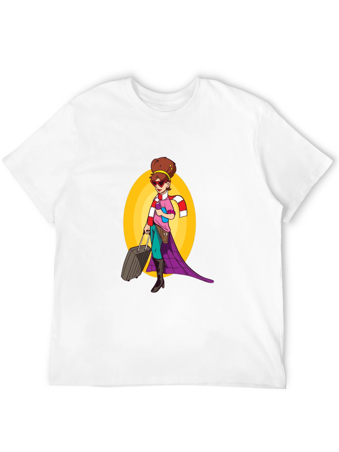 Cartoon Traveler Graphic Tee - Black