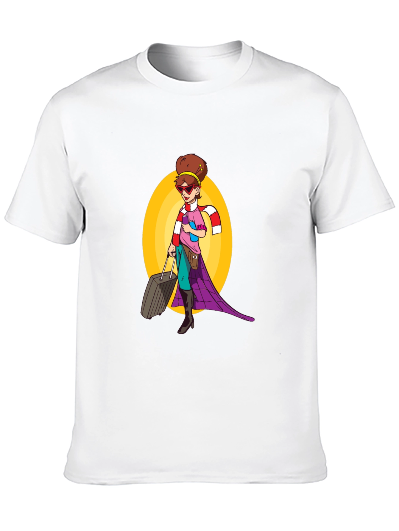 Cartoon Traveler Graphic Tee - Black
