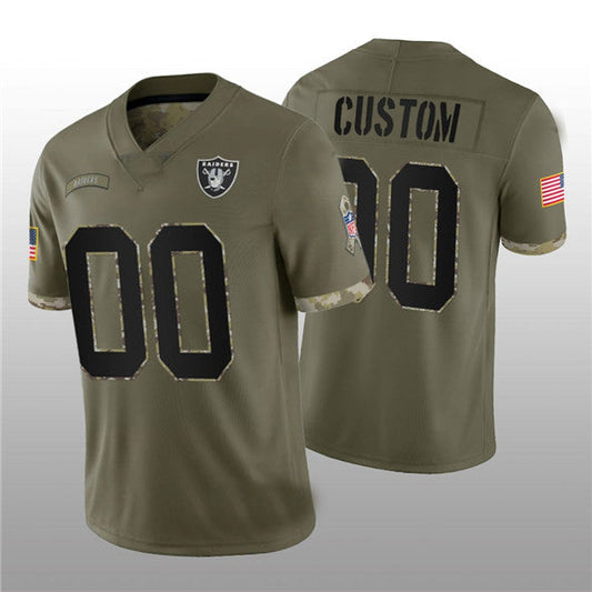 Custom1 Las Vegas Raiders ACTIVE PLAYER 2022 Olive Salute To Service Limited Stitched Jerseys  American Football Jerseys