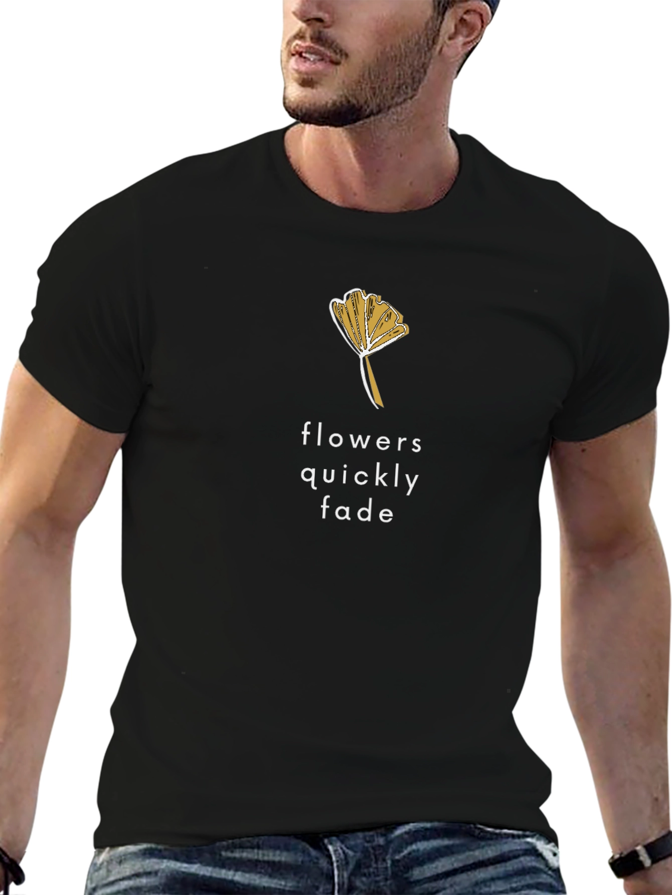 Flowers Quickly Fade Graphic T-Shirt - Black