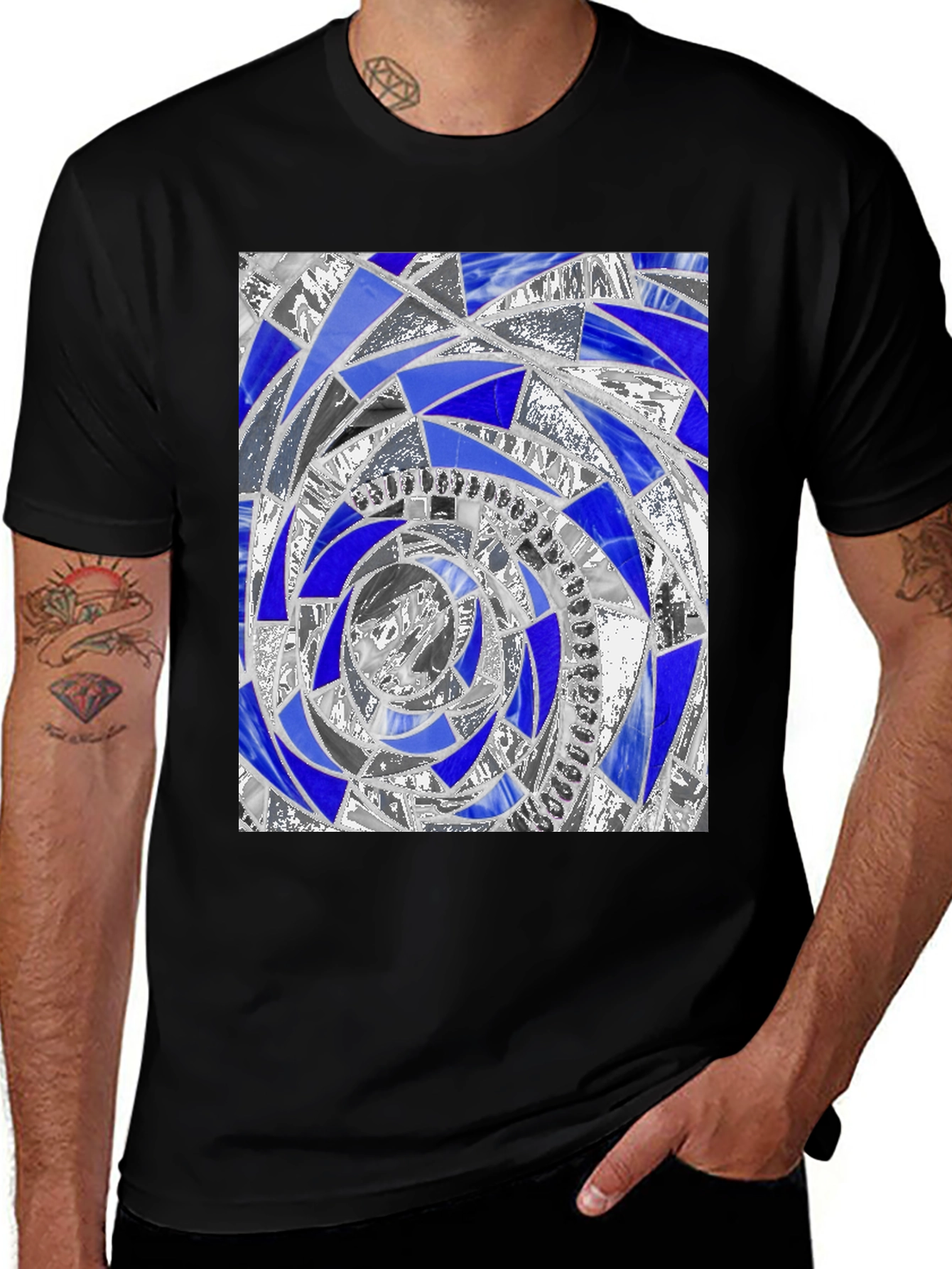 Abstract Mosaic Spiral Graphic Tee - Modern Art T-Shirt