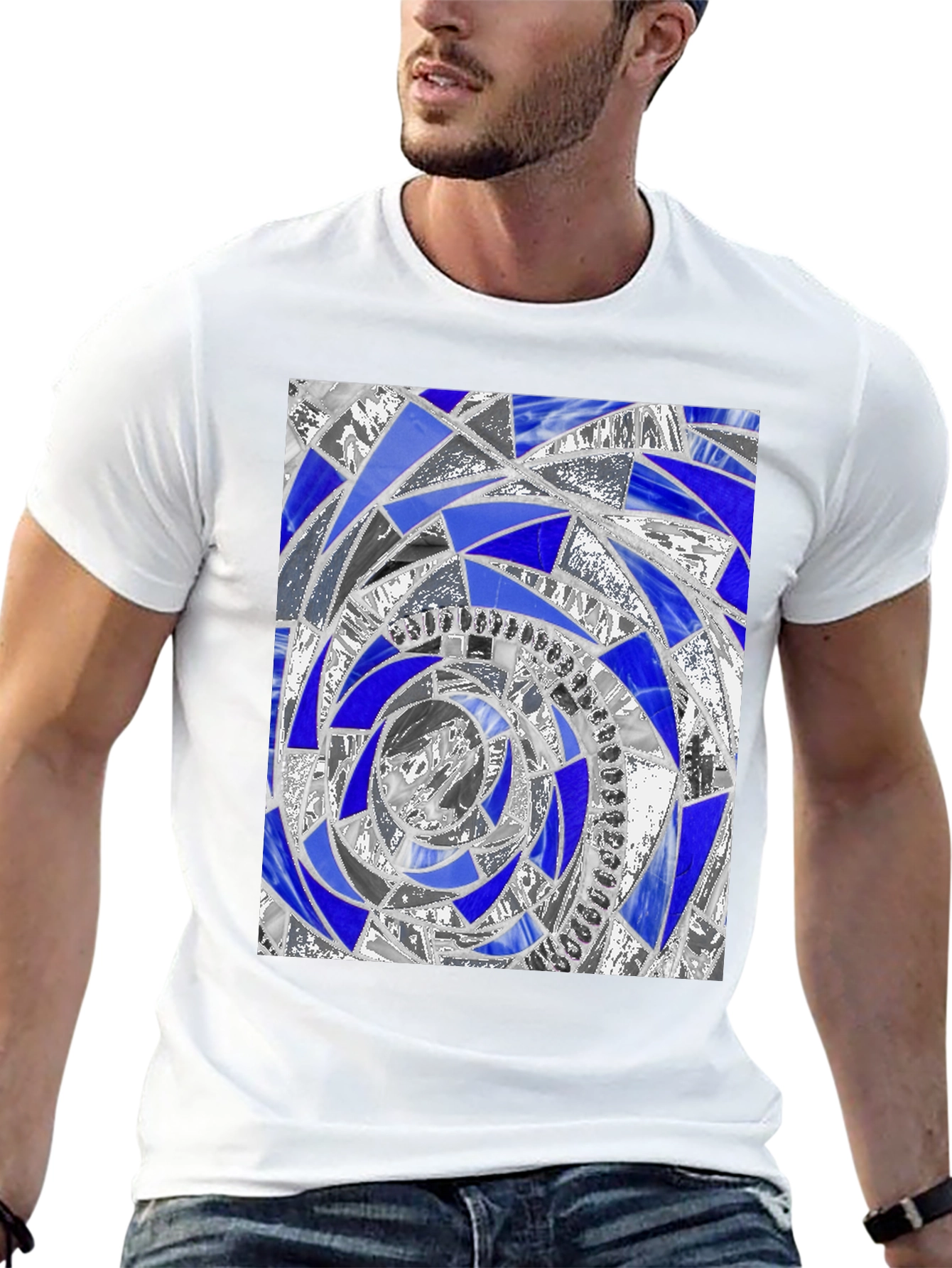 Abstract Mosaic Spiral Graphic Tee - Modern Art T-Shirt