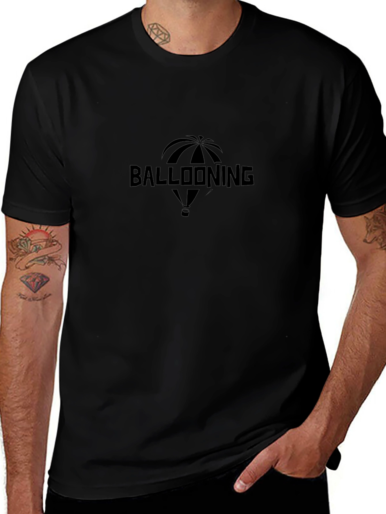 Ballooning Graphic Tee - Black Cotton T-Shirt