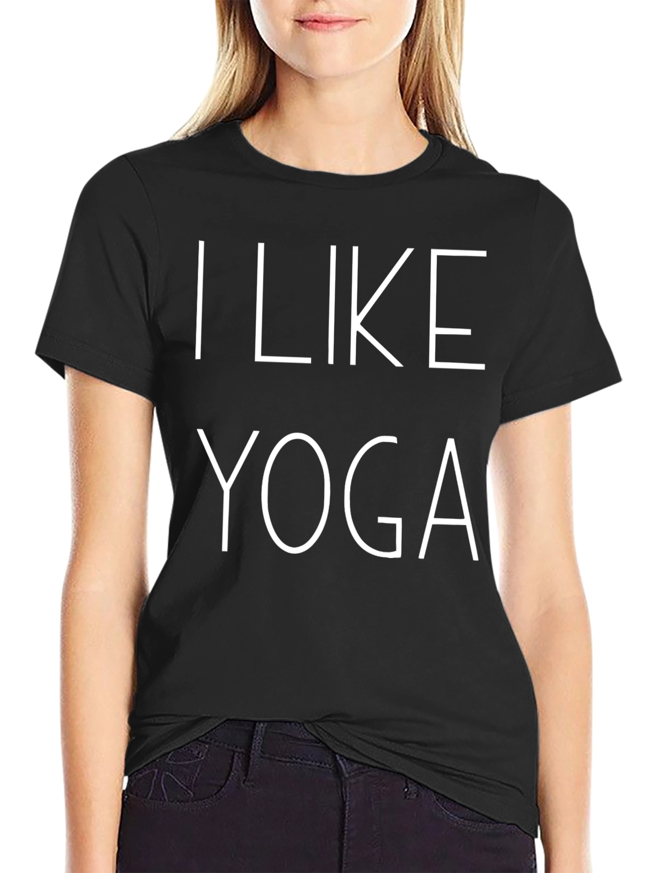 I Like Yoga Graphic Tee - Black Cotton T-Shirt