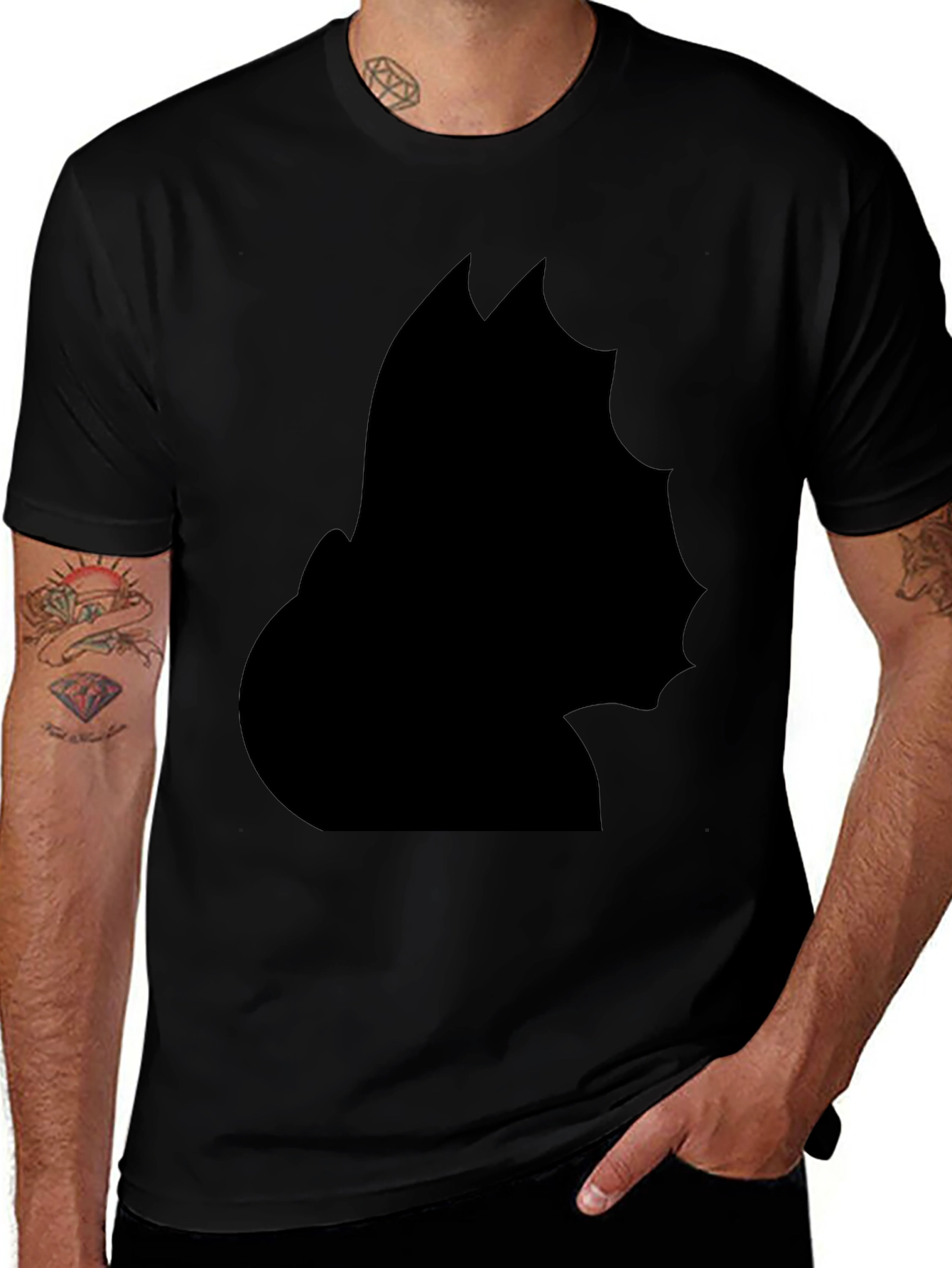 Unique Black Silhouette Graphic Tee - Modern Style