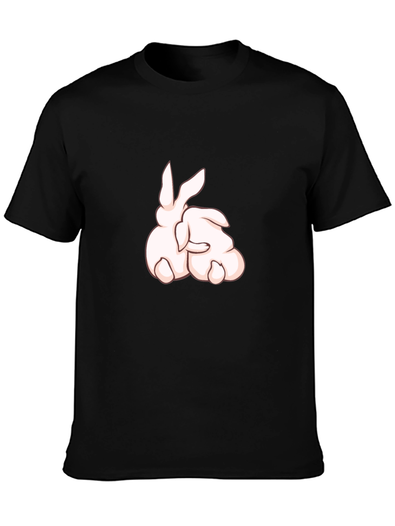 Rabbit Cartoon Graphic Black T-Shirt