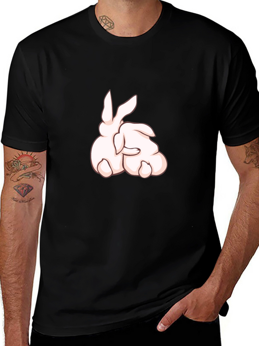 Rabbit Cartoon Graphic Black T-Shirt