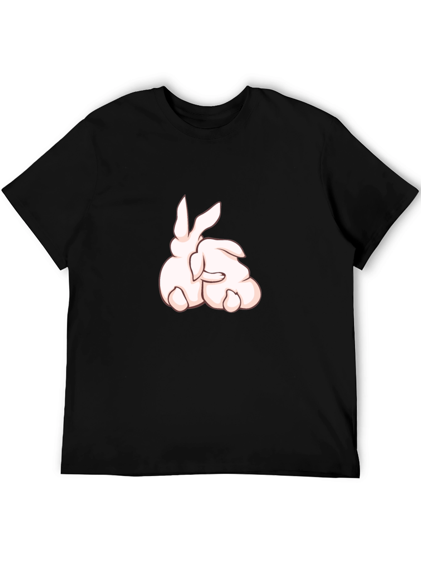 Rabbit Cartoon Graphic Black T-Shirt